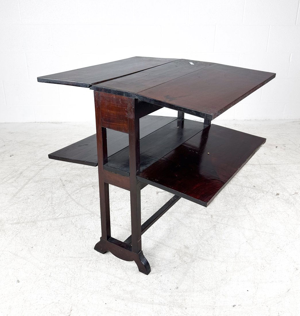 Antique Edwardian Solid Mahogany Small Two-Tier Drop Leaf Side Table (1 of 9)