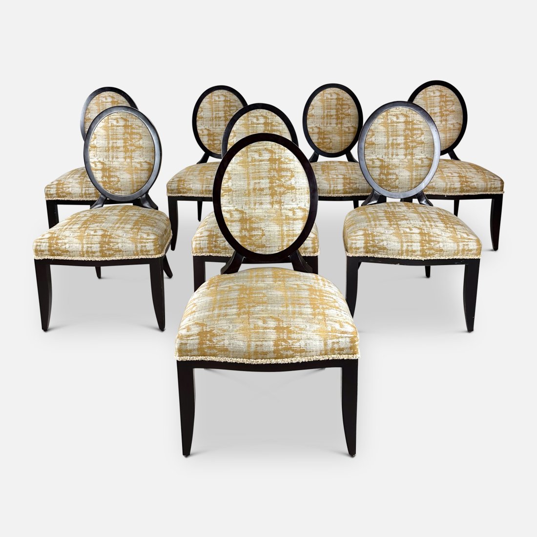Eight Barbara Barry for Baker Furniture Paint Decorated X Back Dining Chairs (1 of 7)
