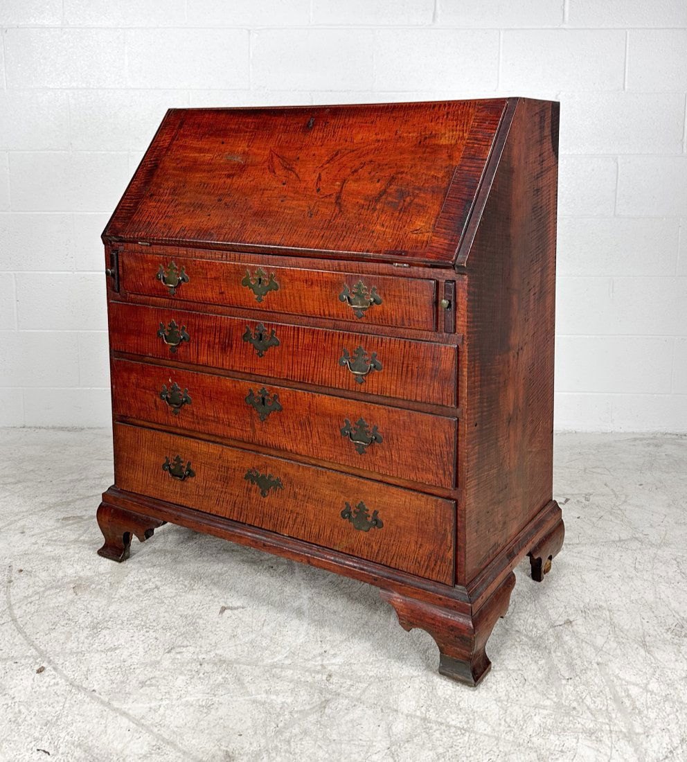 Antique 19thC Georgian Maple Slant Front Secretary Chest of Drawers (1 of 17)