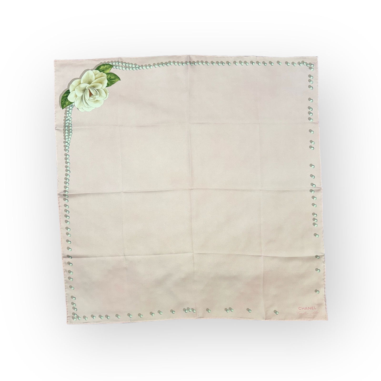 CHANEL Camellia Alba 100% Silk Scarf.  Made in Italy.  9 (1 of 3)
