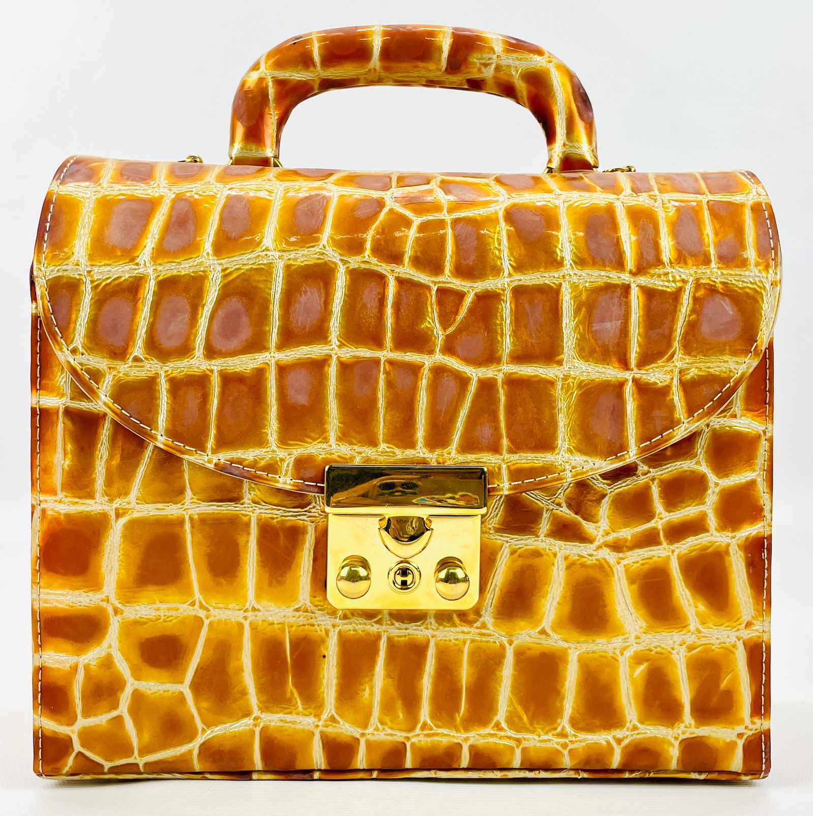 STUART WEITZMAN Croc-Embossed Vinyl Shoulder Clutch Bag (1 of 11)