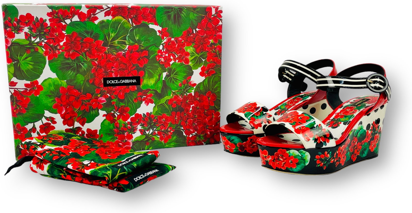 DOLCE & GABBANA Sándalo Zappa Vernice Stamp, Bianca R 50 Zeppa Size 49 (Platforms): Preowned, Lightly used, excellent condition in original box and dust bags included Shipping: We do not provide in-house shipping or packing. Please reach out to one of our preferred shippers for a quo