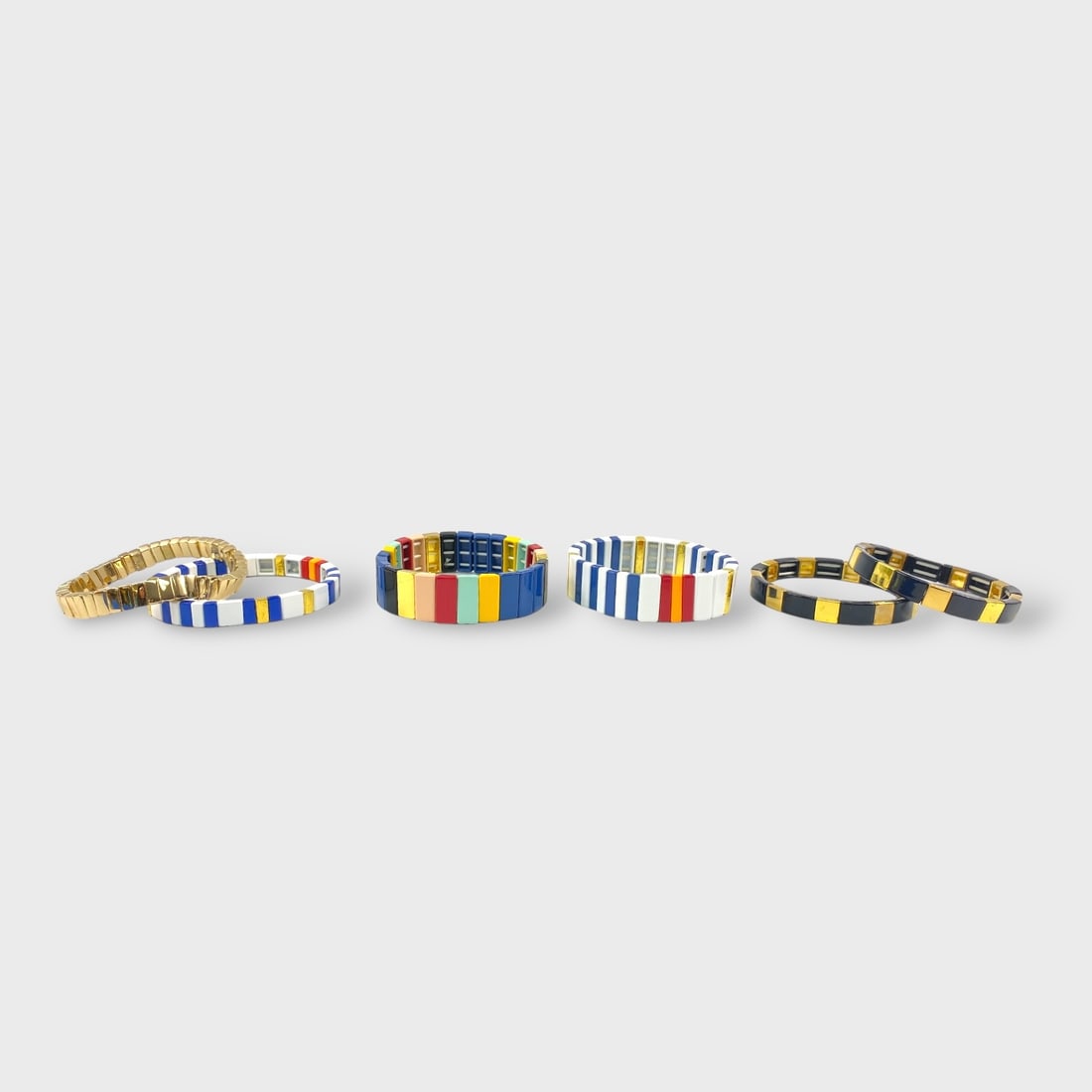 ROXANNEASSOULIN Tile Stretch Elastic Bracelets: Shipping: We do not provide in-house shipping or packing. Please reach out to one of our preferred shippers for a quote: Donald Camden UPS Store #4608 store4608@theupsstore.com - 703-569-8802 Navis Pa