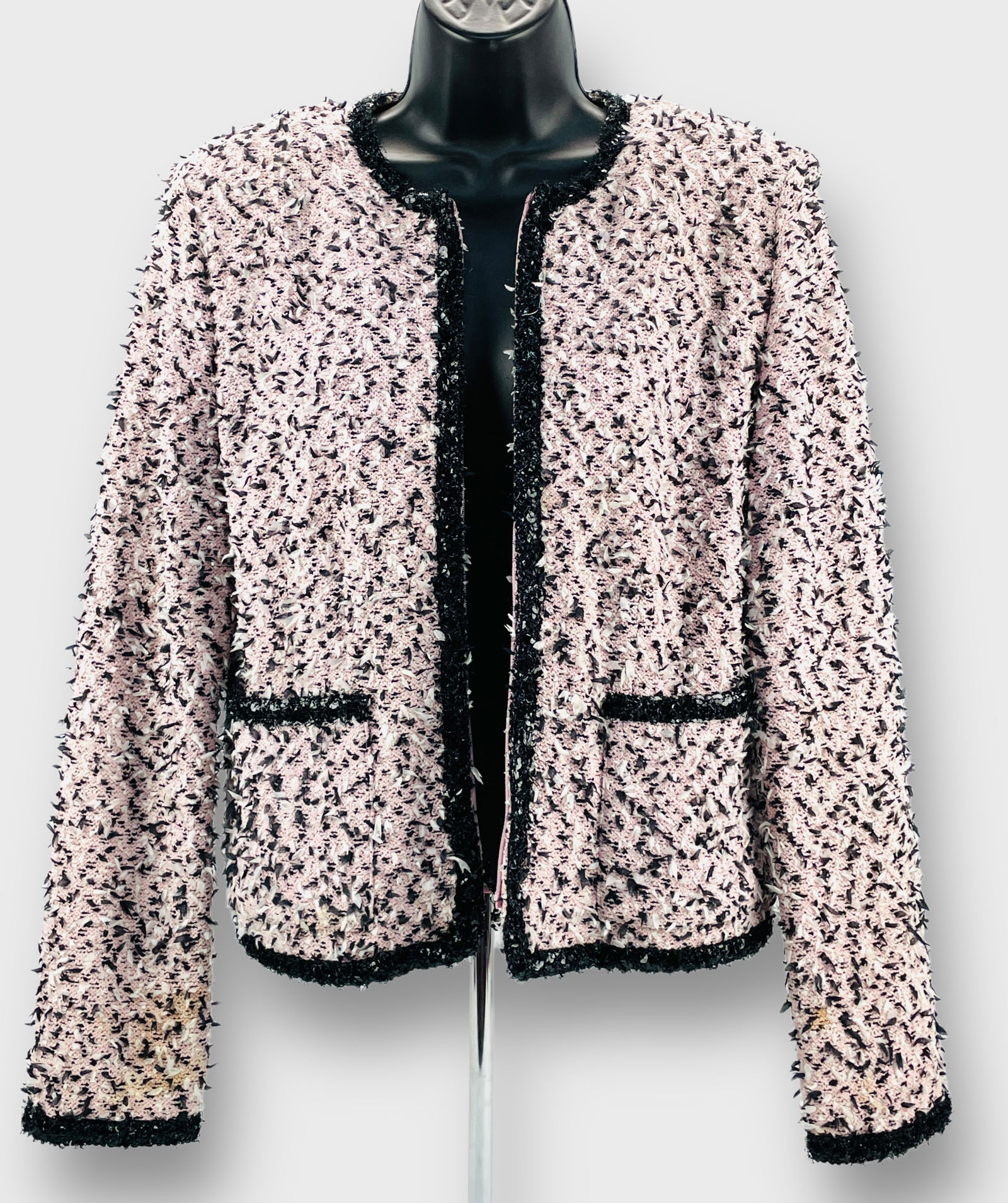 ST. JOHN COUTURE BY MARIE GRAY Pale Pink/Black Chanel Style Short Jacket with Black Metallic and (1 of 7)