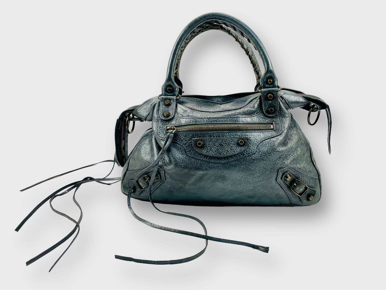 BALENCIAGA The City Motorcycle Bag In Gray (1 of 7)