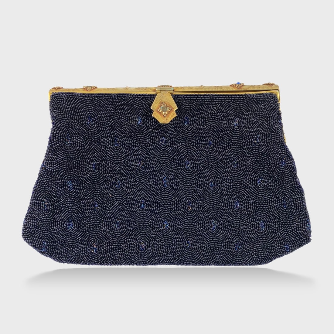 Vintage Bronze Lapis Lazuli Blue Beaded Hand Bag (1 of 4)