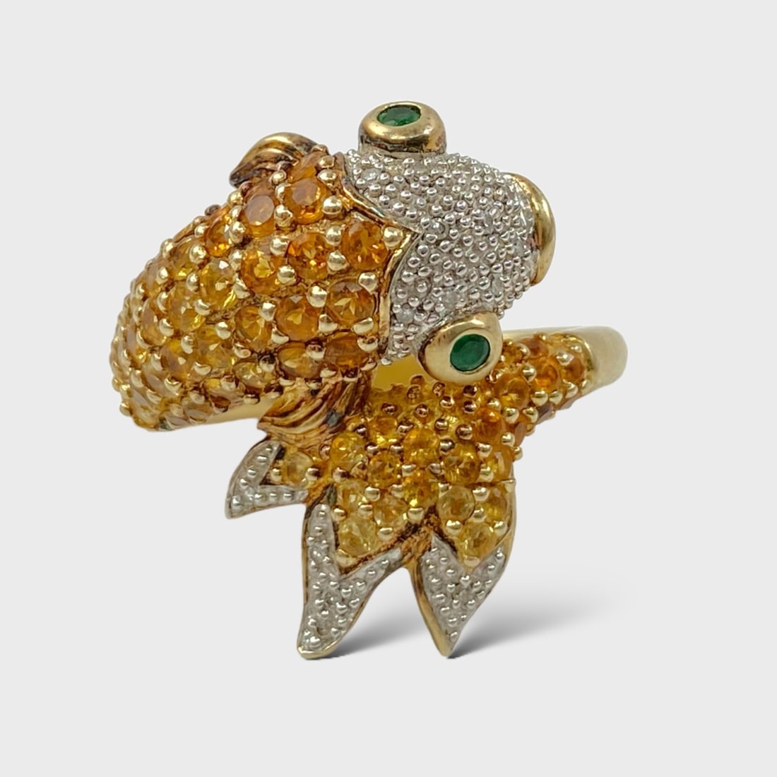 Ross Simons Gilt Sterling Silver Diamond Citrine & Emerald Koi Fish Ring Size 8 (1 of 5)