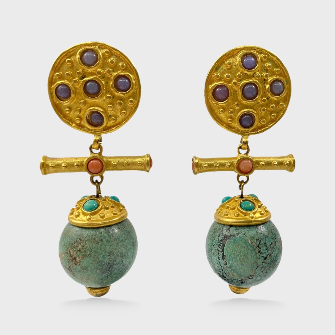 Leslie Block Vintage Gold Tone Drop Clip  Earrings (1 of 3)