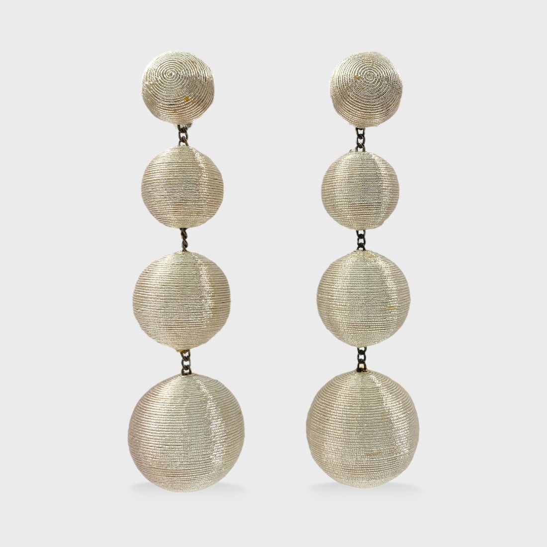 Rebecca De Ravenel Silver Ball Drop Clip On Earrings (1 of 4)