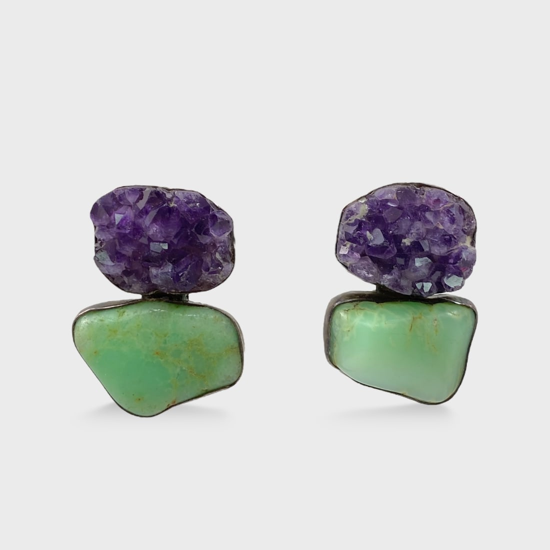 Rebecca Collins Sterling Silver Amethyst & Fluorite Clip On Earrings (1 of 3)