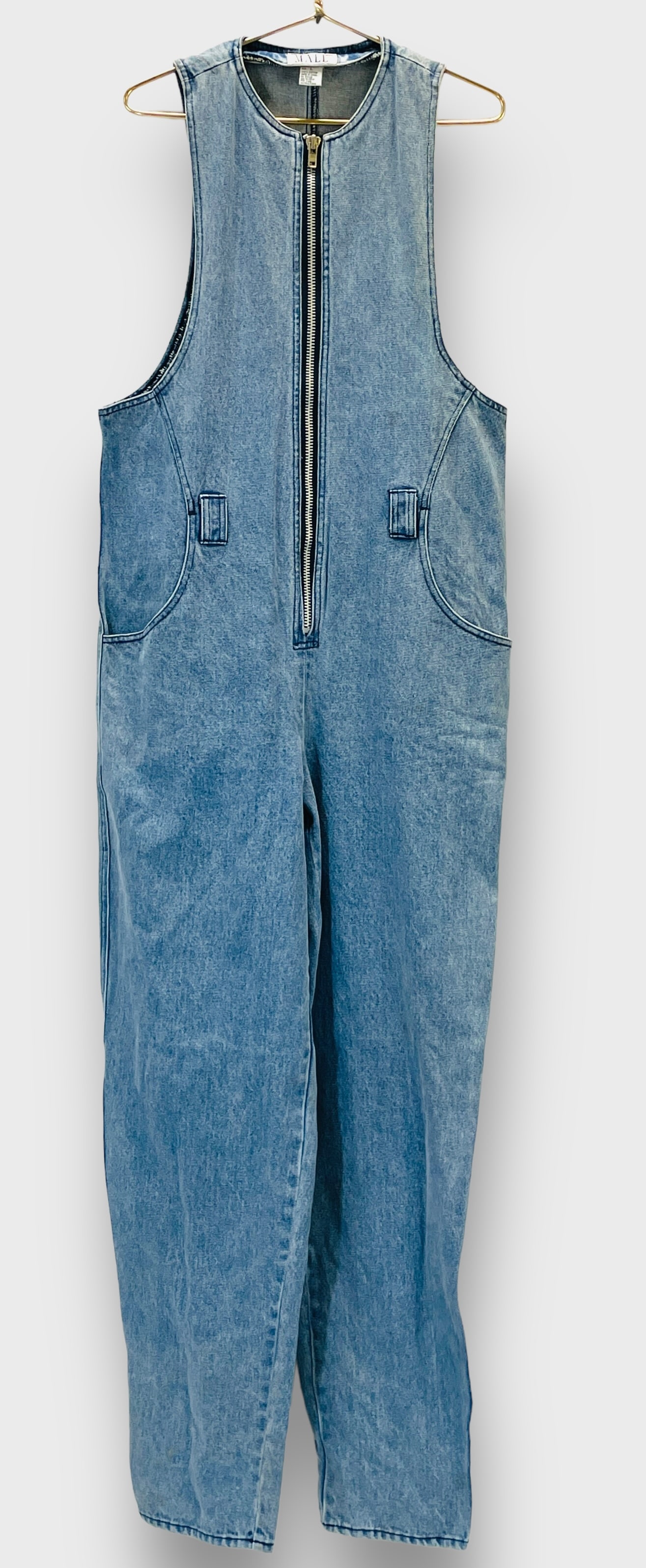 INTERNATIONAL MALE Vintage 90s Zip-Up Cotton Denim Overalls. Sz Large (1 of 4)