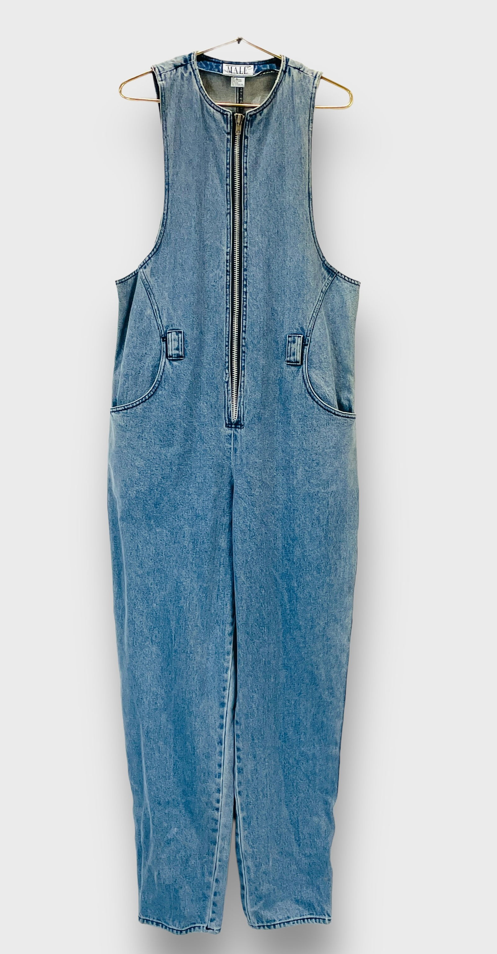 INTERNATIONAL MALE Vintage 90s Zip-Up Cotton Denim Overalls. Sz Large (1 of 4)