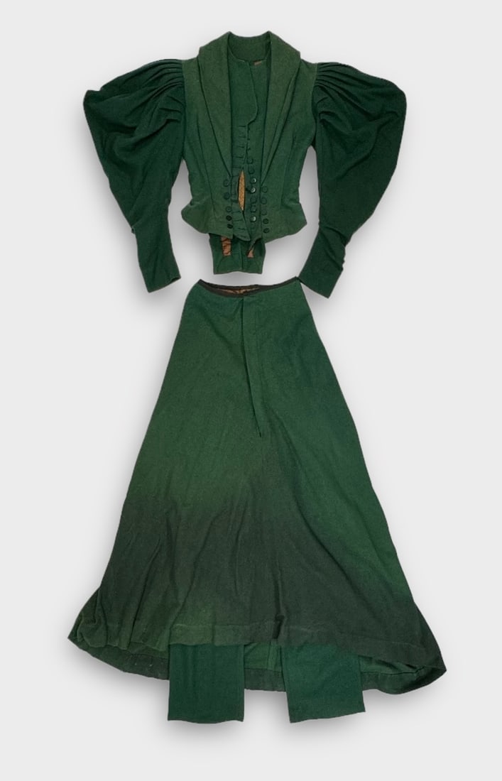 Antique Victorian Kelly Green Wool Top, Skirt, and Pants. (1 of 11)