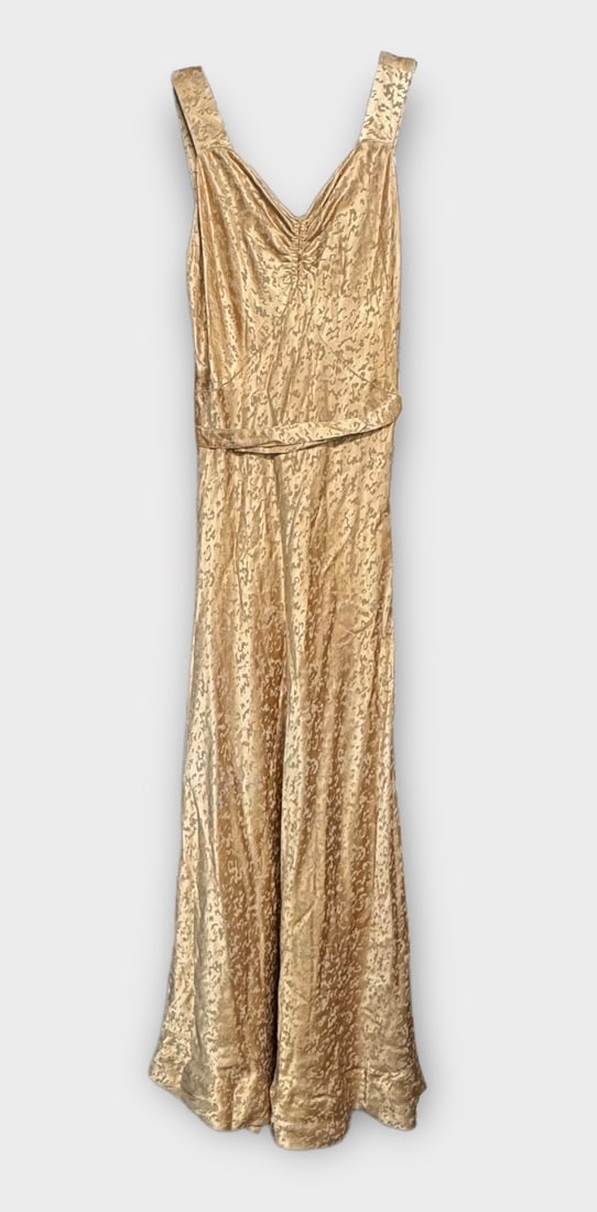 Vintage Light Copper Satin Sweetheart Neckline Gown with Belt. No Maker Label (1 of 8)