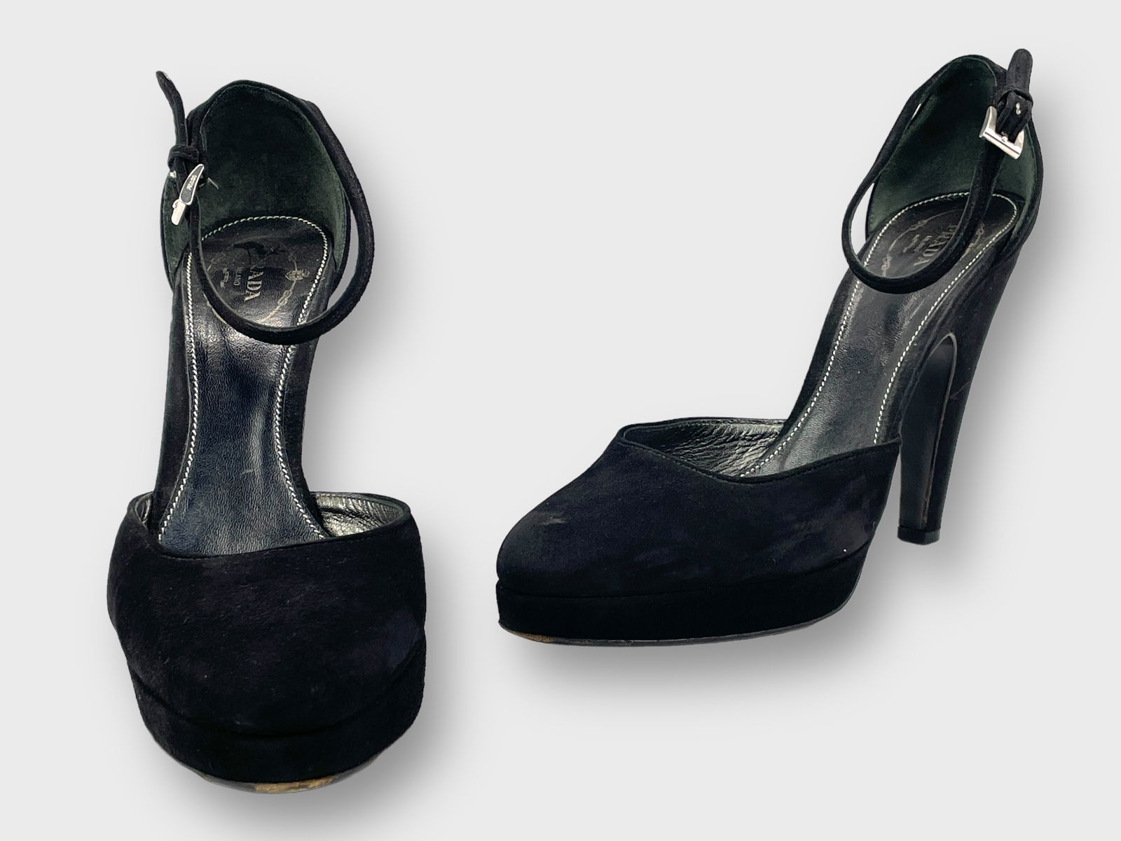 PRADA Suede D'Orsay Pumps Size 39.5: Good to fair preowned condition