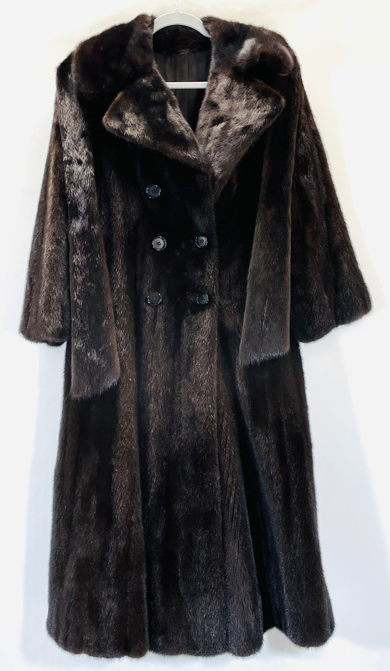 UNBRANDED Authentic Mink Coat With Belt, Dark Brown (1 of 5)