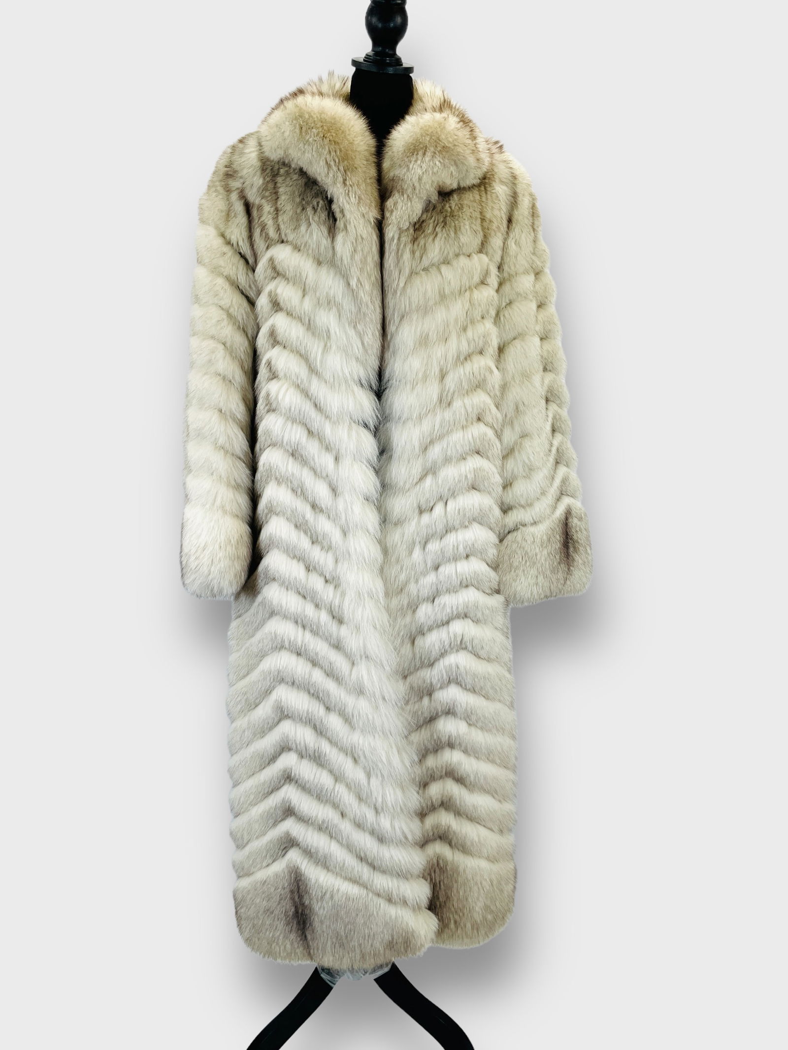 SAGA FOX Silver Chevron Stripe Long Line Coat (1 of 4)
