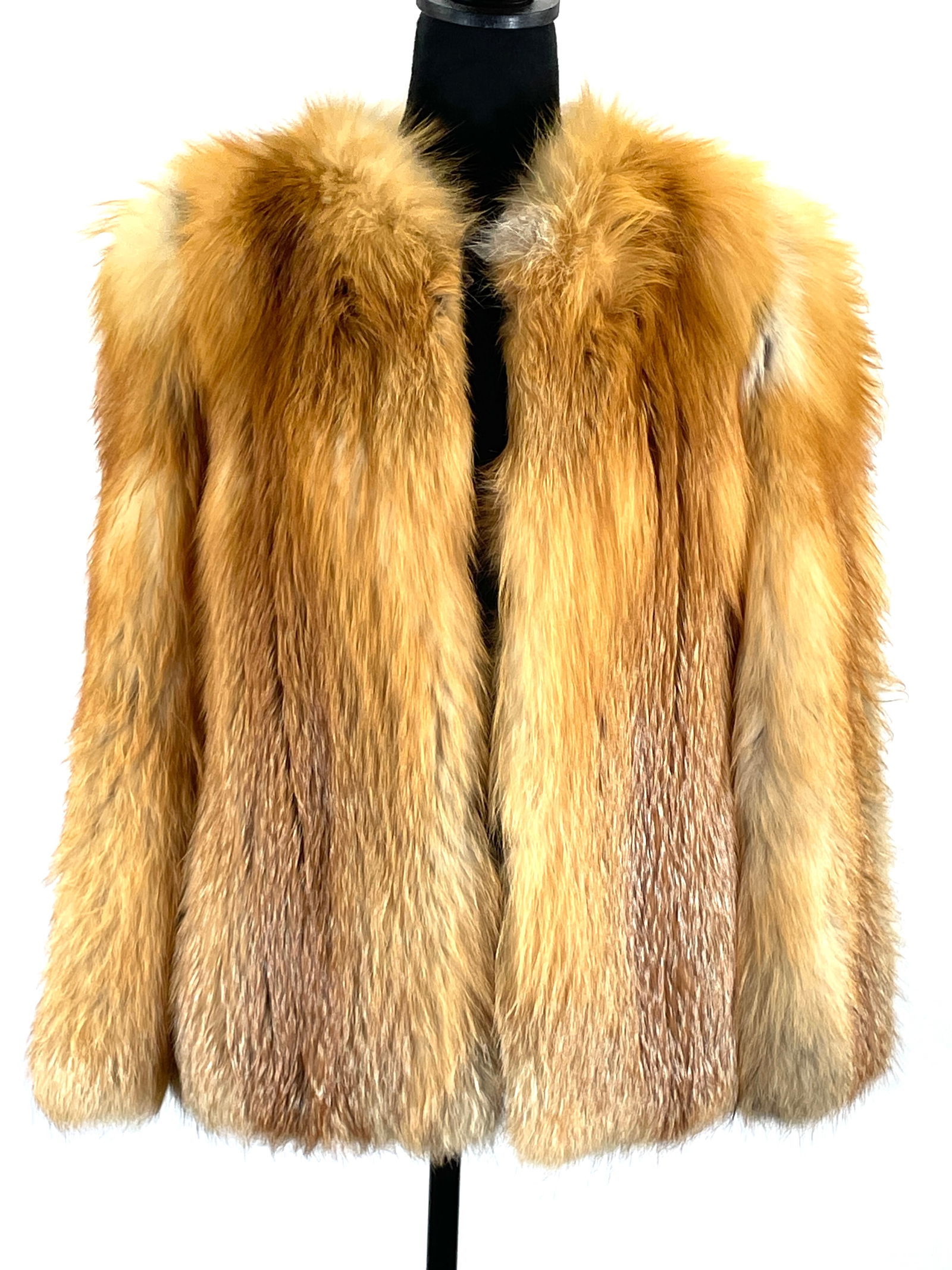 SAKS JANDEL Vintage 70s Copper Fox Ladies Collarless Jacket with Copper Suede Side Panels. (1 of 4)