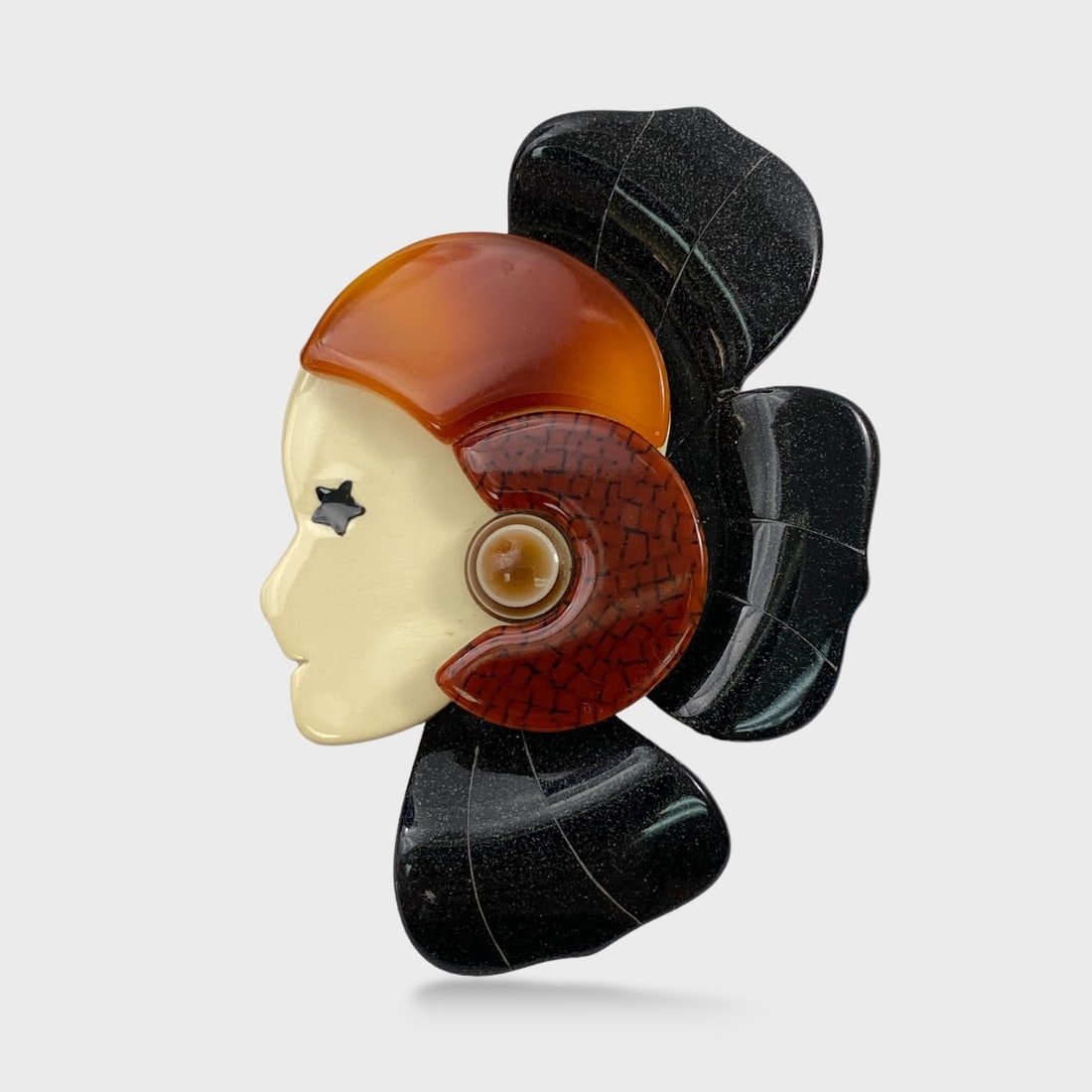 Lea Stein Paris Lady Profile Corole Lucite Pin Brooch (1 of 3)