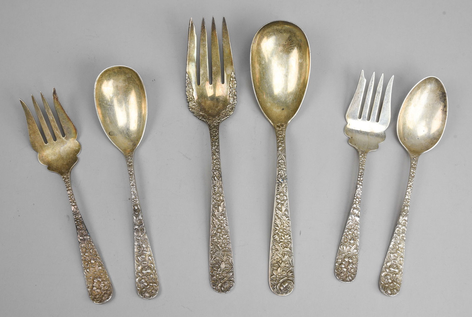 Sterling Silver Articles-Repousse Flatware Serving Pcs-Kirk & Son, Stieff-504 Grams (1 of 11)
