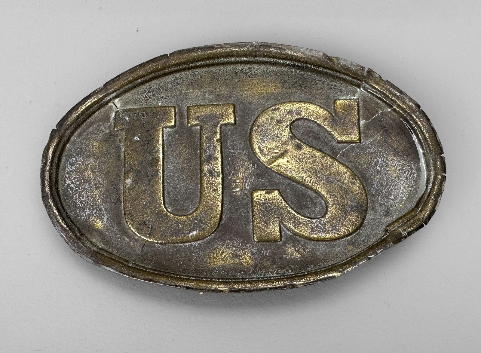 Genuine Antique Civil War Union Belt Plate Lead and Brass US Army Buckle (1 of 5)