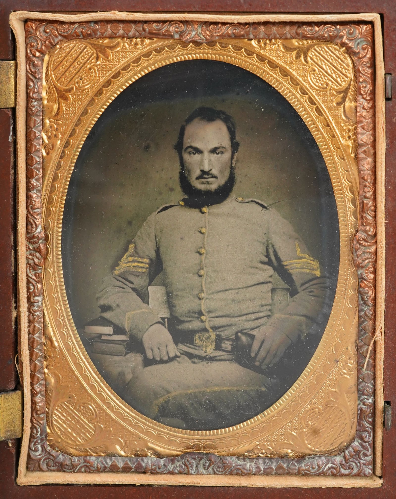 Civil War Photograph in Gutta-Perche Union Case Confederate Soldier (1 of 5)