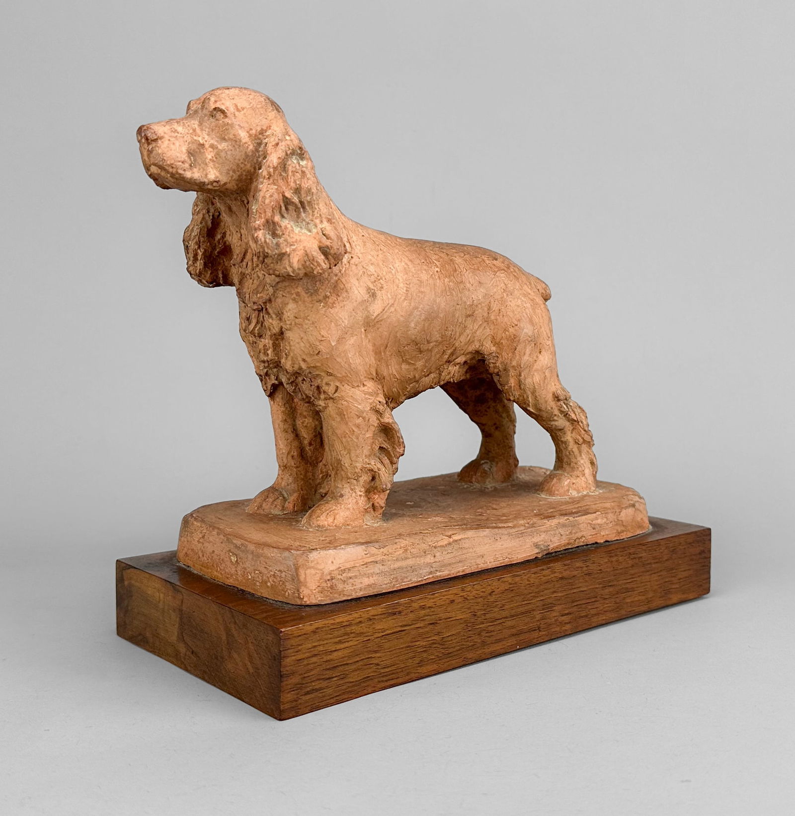 Richard Fath Artist Signed Terracotta Dog Figurine Cocker Spaniel Statue (1 of 7)