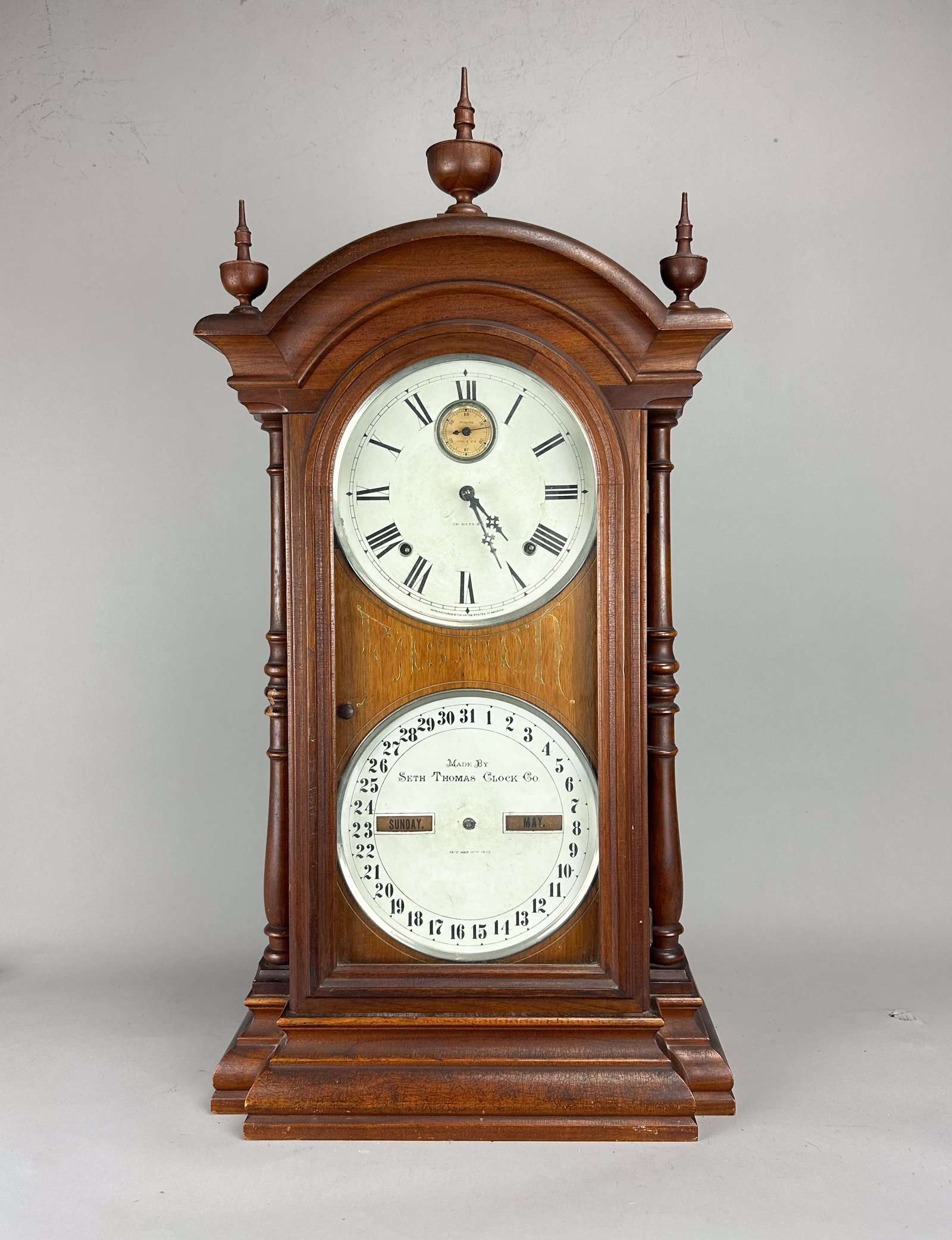 Antique 1878 Seth Thomas Double-Dial Calendar Clock Co Fashion Clock (1 of 14)