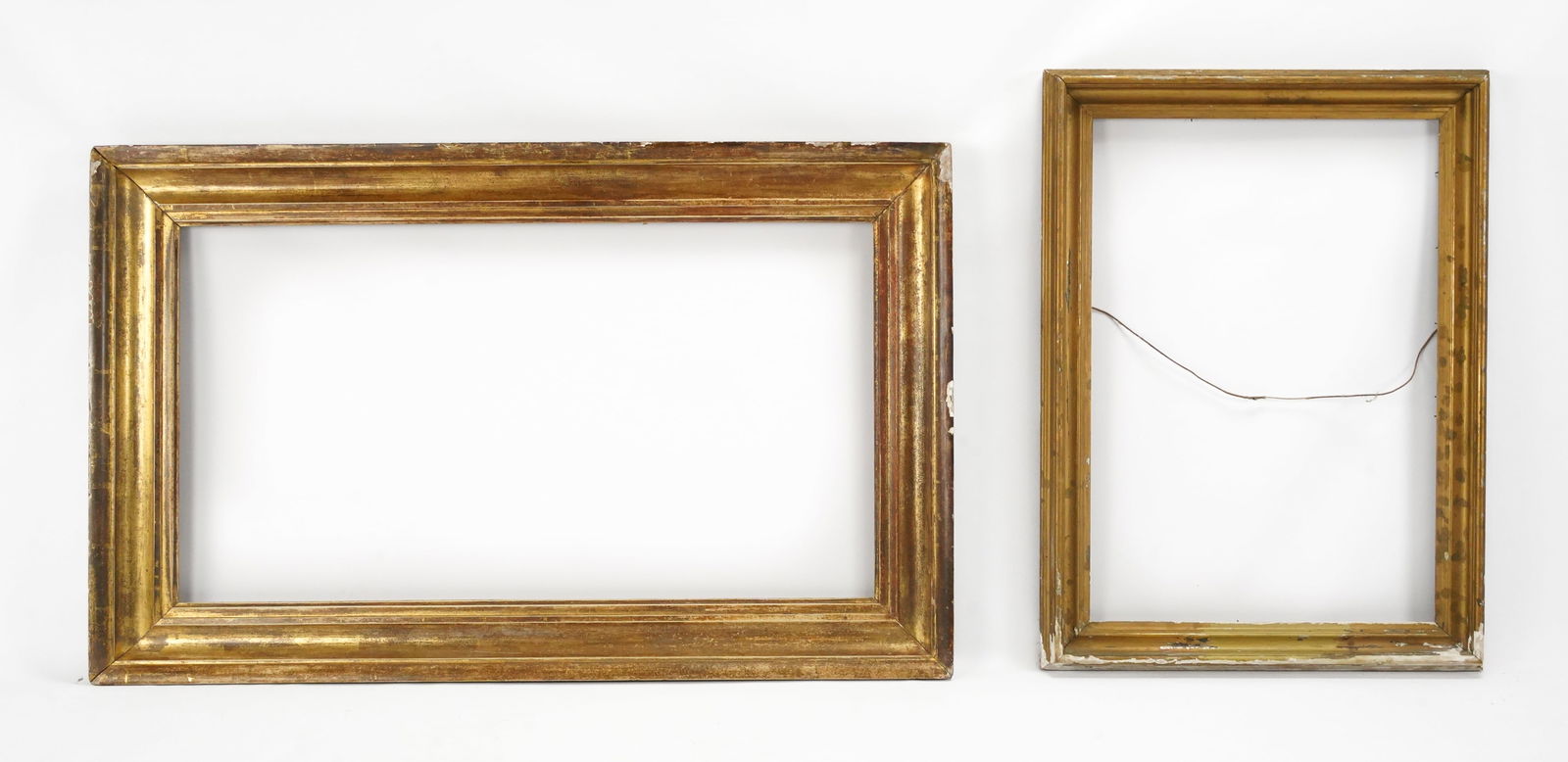 Two Plain Antique Burnished Gilt Wood Picture Frames (1 of 5)