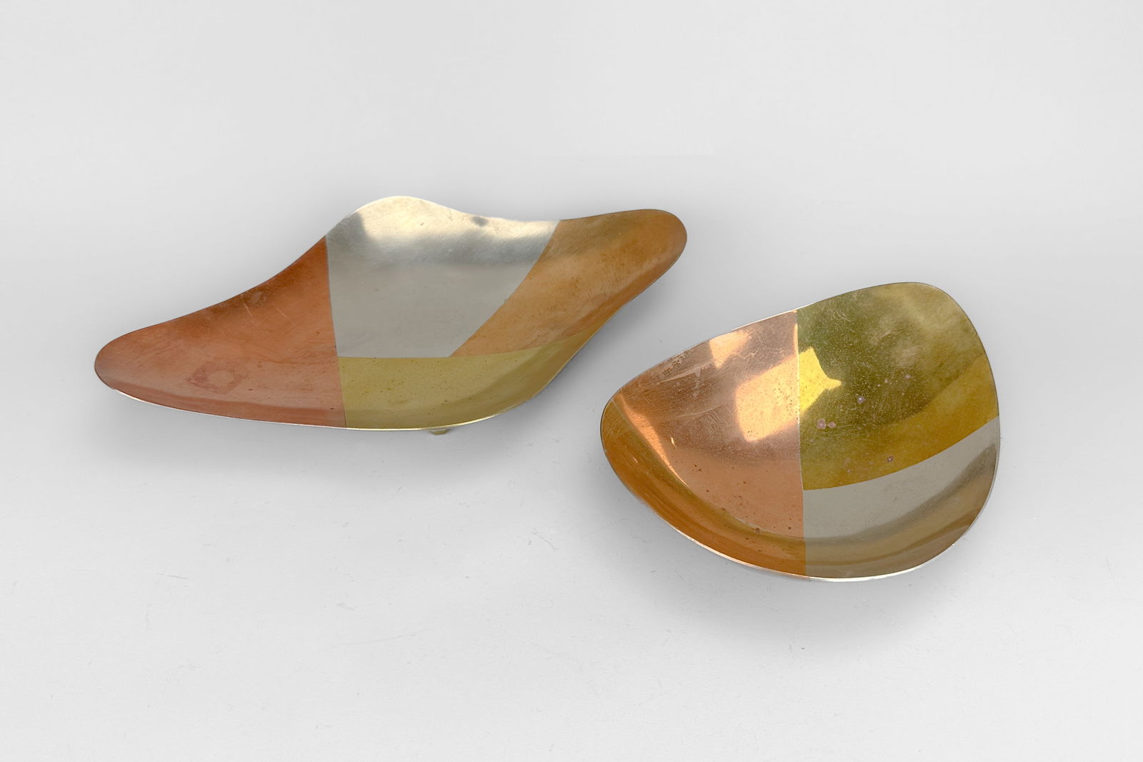 One Cabello & One Metales Mexican Geometric Mixed Metal Footed Bowl Pair (1 of 5)