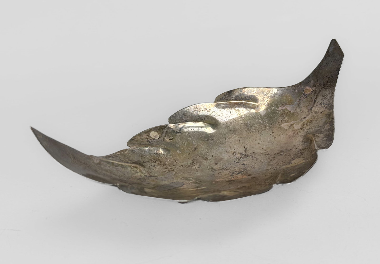 Fine Solid Sterling Ballesteros Mexican Footed Art Deco Leaf Dish (1 of 6)