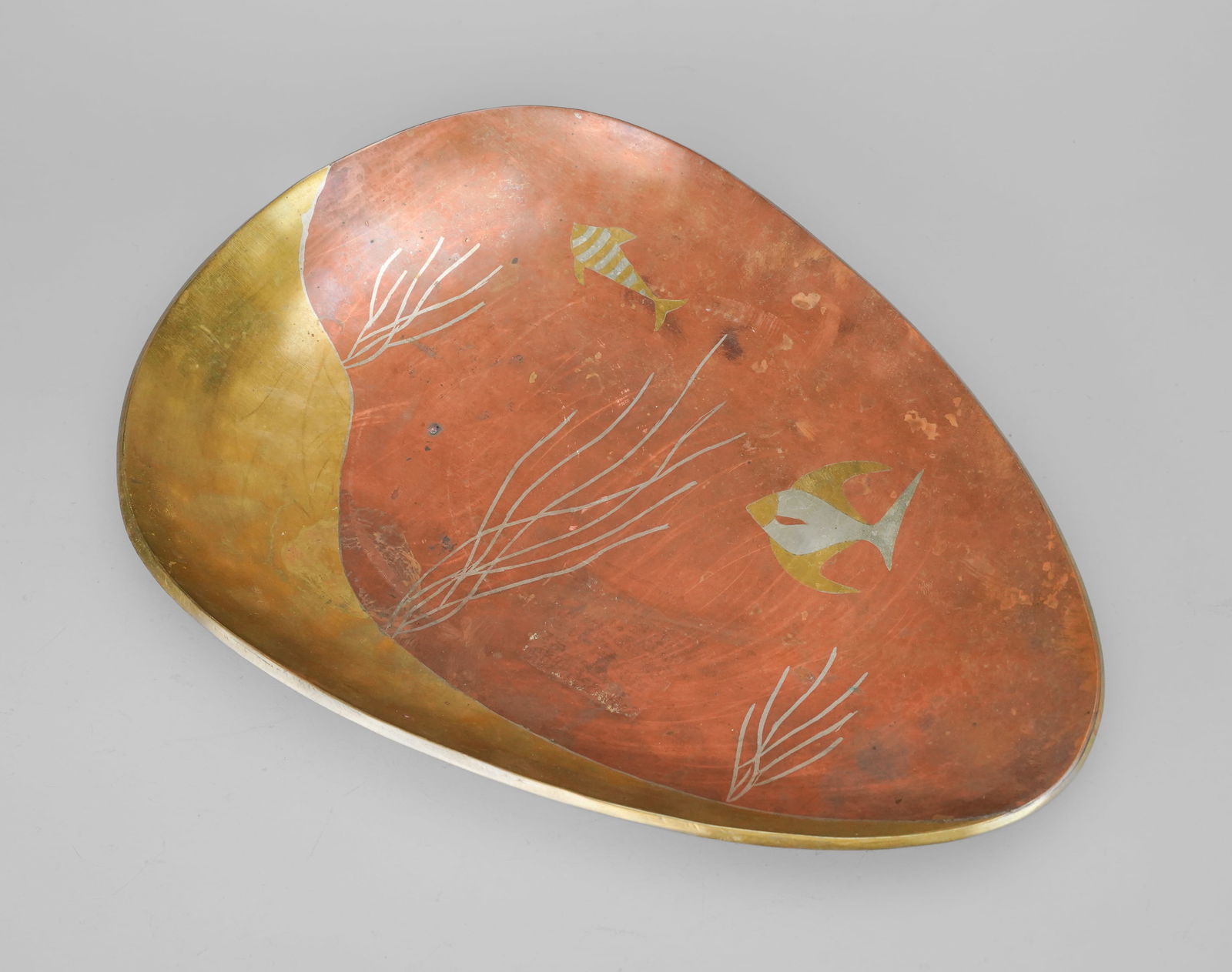 Los Castillo Mexican Mixed Metal Undersea Life Fish w/Coral Footed Tray. (1 of 6)