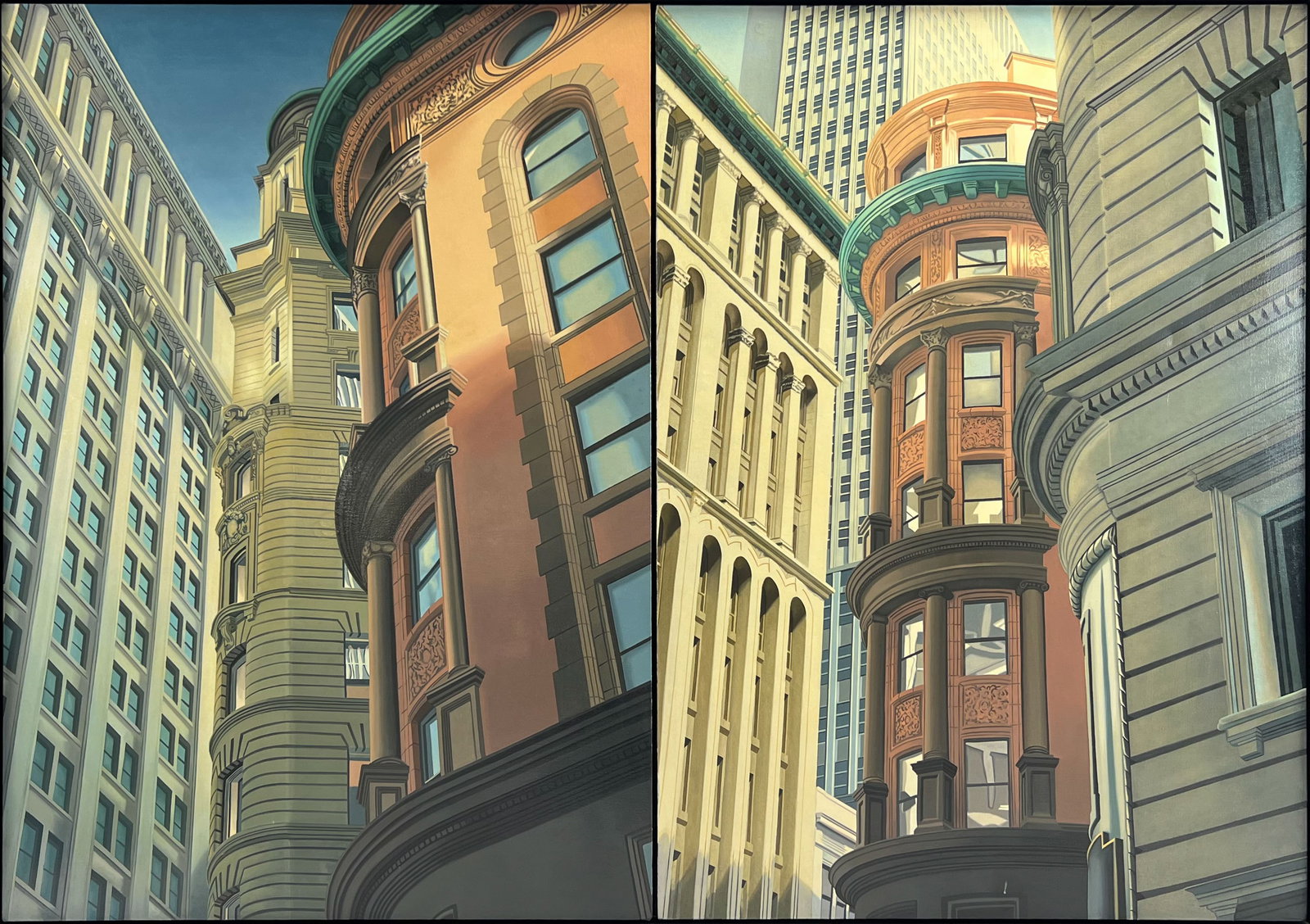Joseph Craig English Oil/Canvas Architectural Diptych Painting of Buildings in Alexandria Virginia (1 of 13)