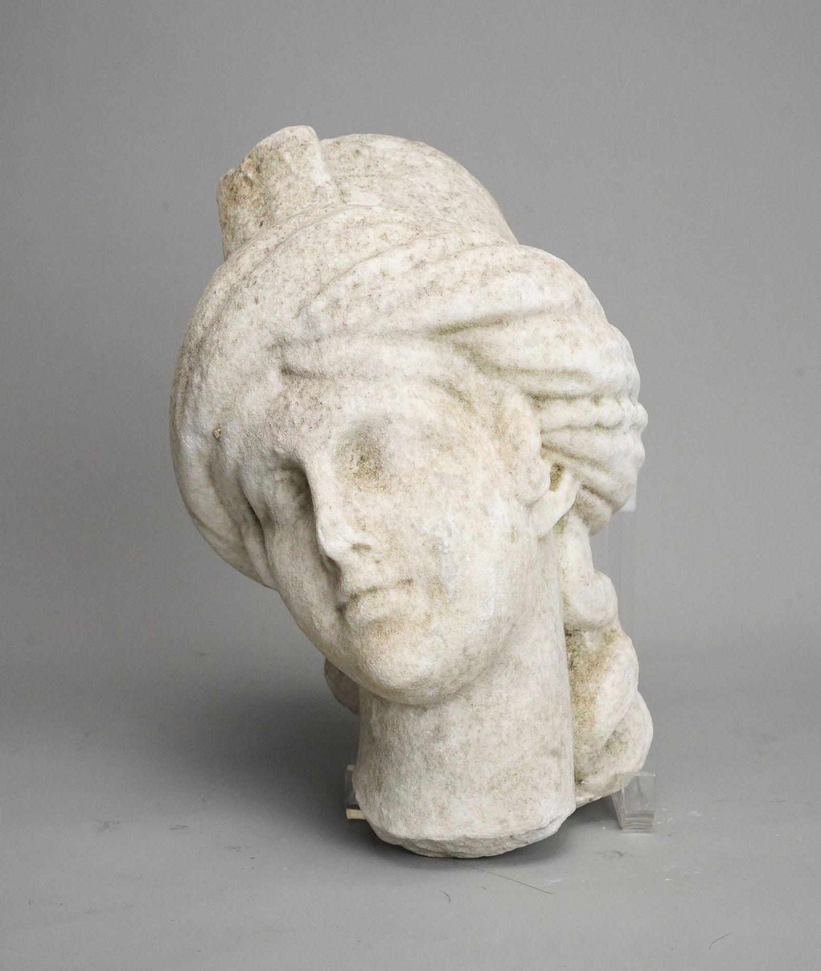 Antique 18thC Orientalist Carved Marble Woman's Head Classical Bust Fragment Italy (1 of 7)