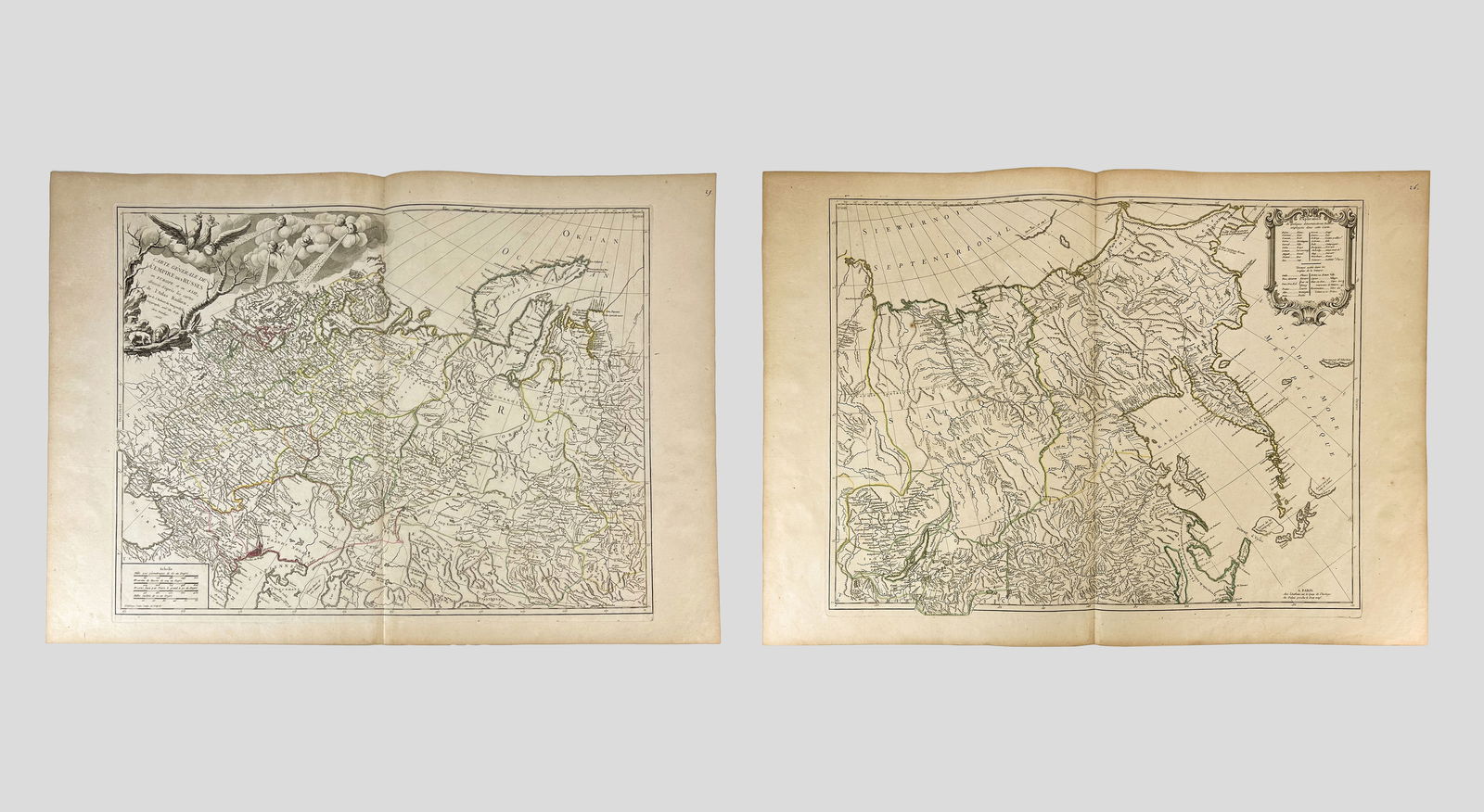 Robert de Vaugondy "L'Empire des Russes" from "l'Atlas Russien" 1753 2-Sheet Antique Map (1 of 14)