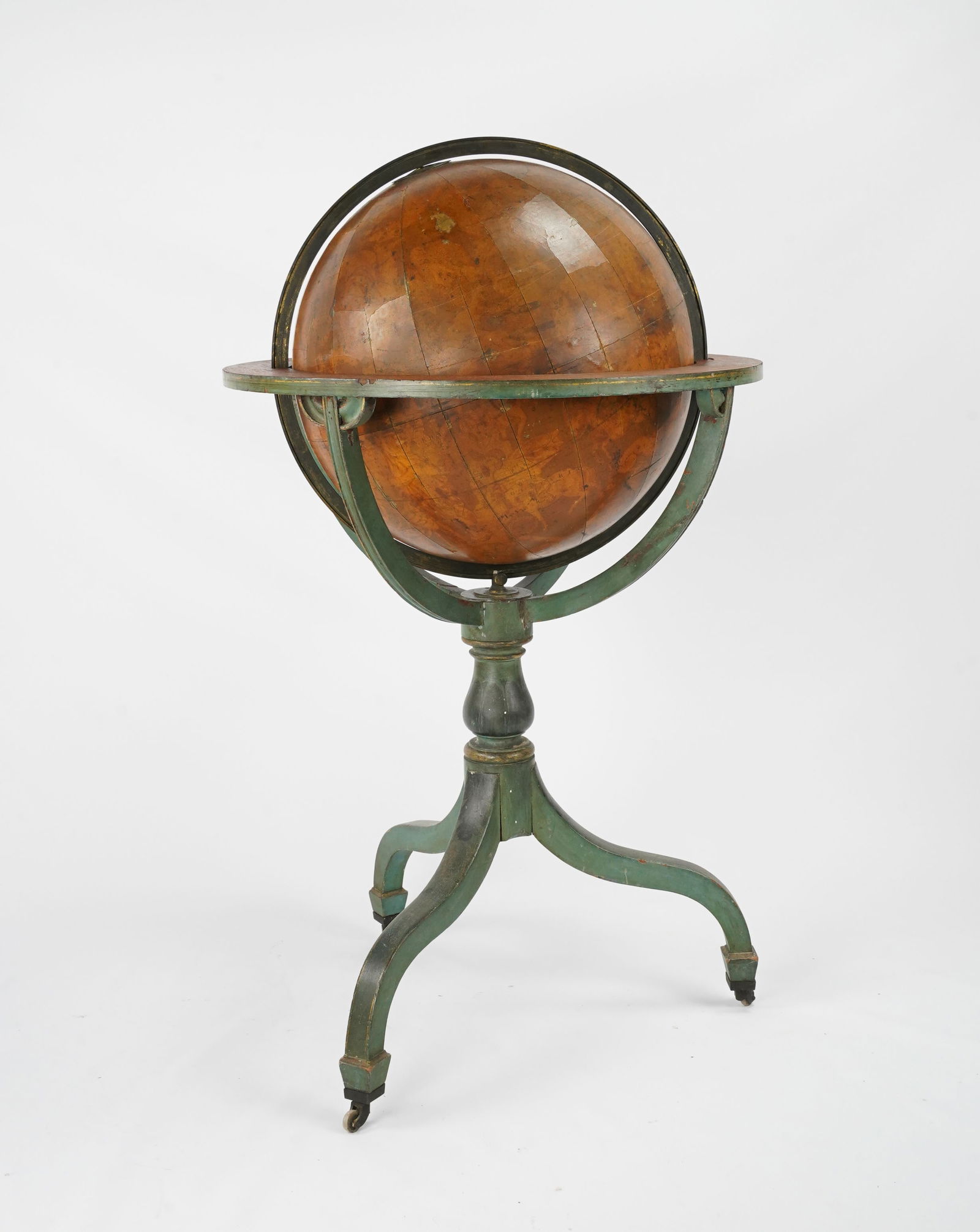 Fine Early 19thC Library Globe "Newton’s New & Improved Celestial Globe" on Stand: Ca. first decade 19thC. Fair as shown with paper losses and one 4" crater on the bottom. Globe Maker: J. & W. Newton; Cartographer: Francis Wollaston 1737-1815. Measures approx. 45 1/2"H by 26"W by 26