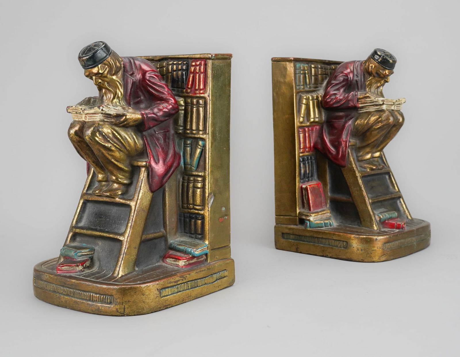 Antique Pair "MB" (Marion Bronze) Scholar Reading Bookends (1 of 8)