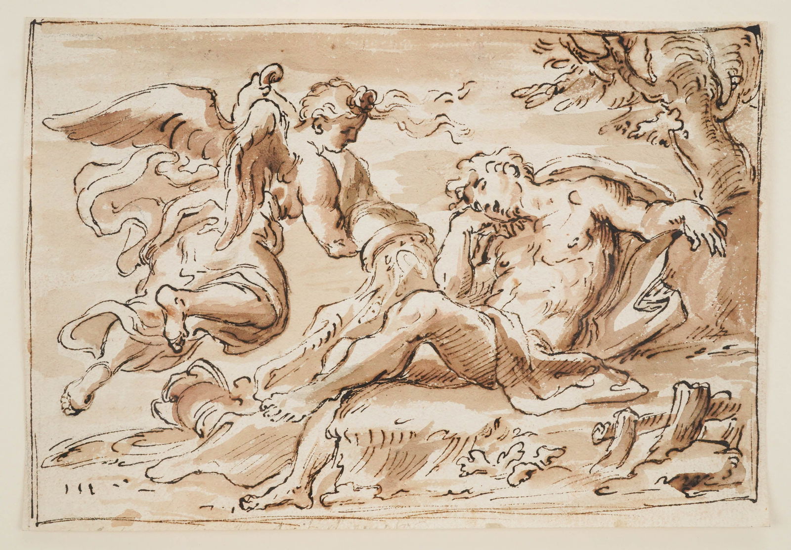 Antique Framed Old Master Pen and Ink Watercolor Wash Drawing (1 of 4)