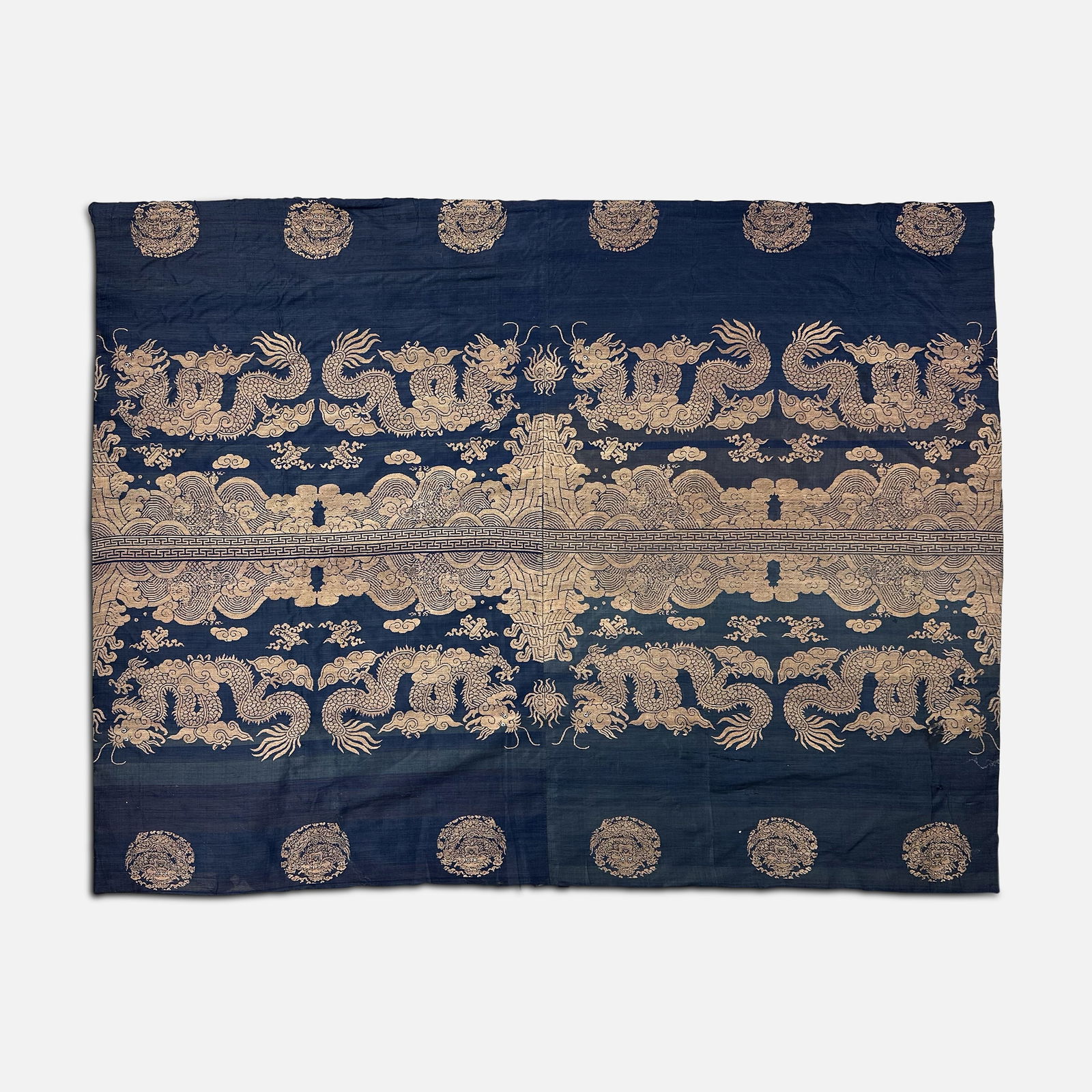 Large Antique 18th/19thC Korean Dragon Fabric Tapestry Brocade Silk Textile (1 of 5)