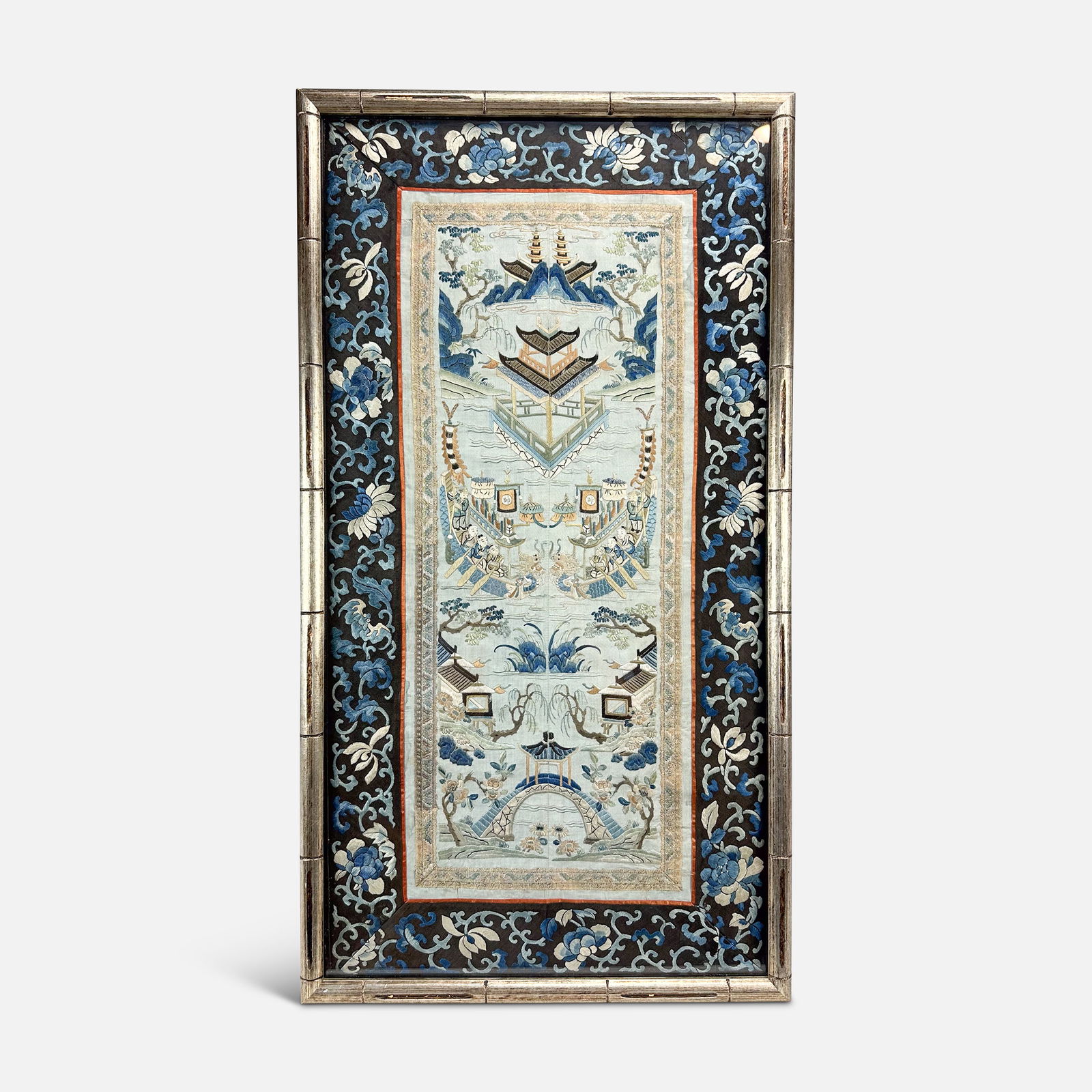 Antique 18thC Chinese Chien Lung Silk Embroidery Large Framed Panel (1 of 9)