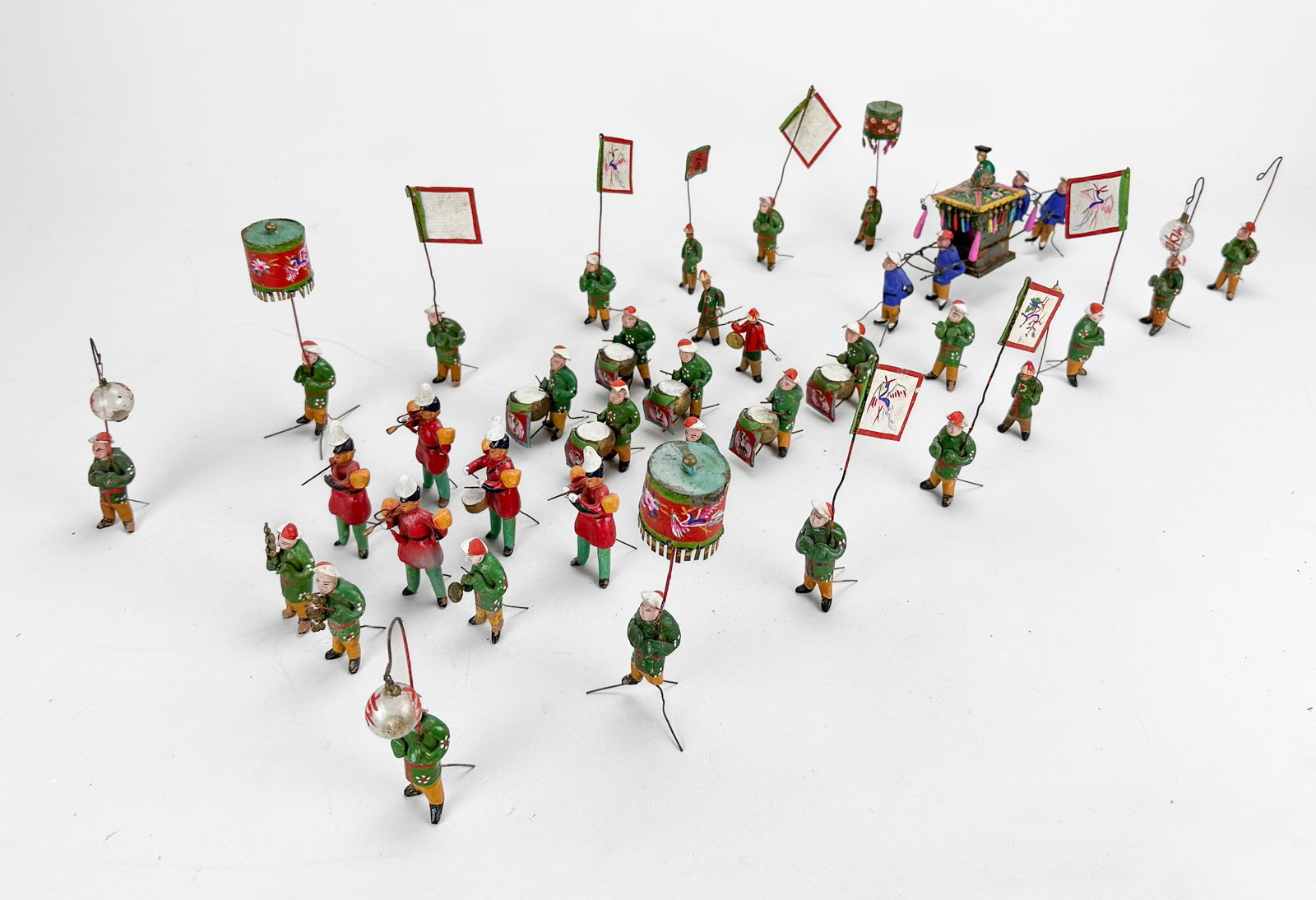 Antique 19thC Chinese 34 Piece Wedding Procession Paint Decorated Clay Figures Set (1 of 7)