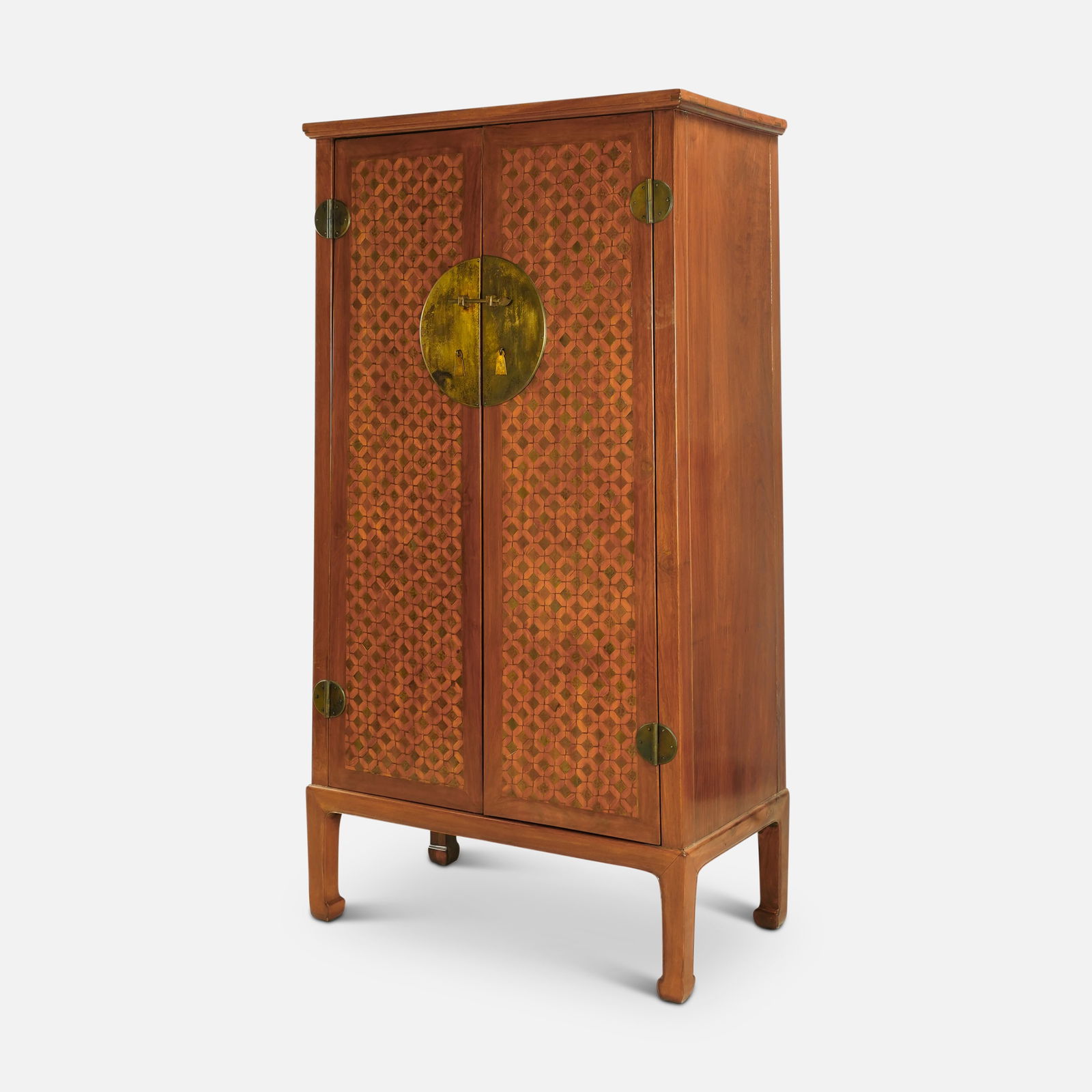 Antique Chinese Tapered Two Door Hardwood Cabinet (1 of 17)