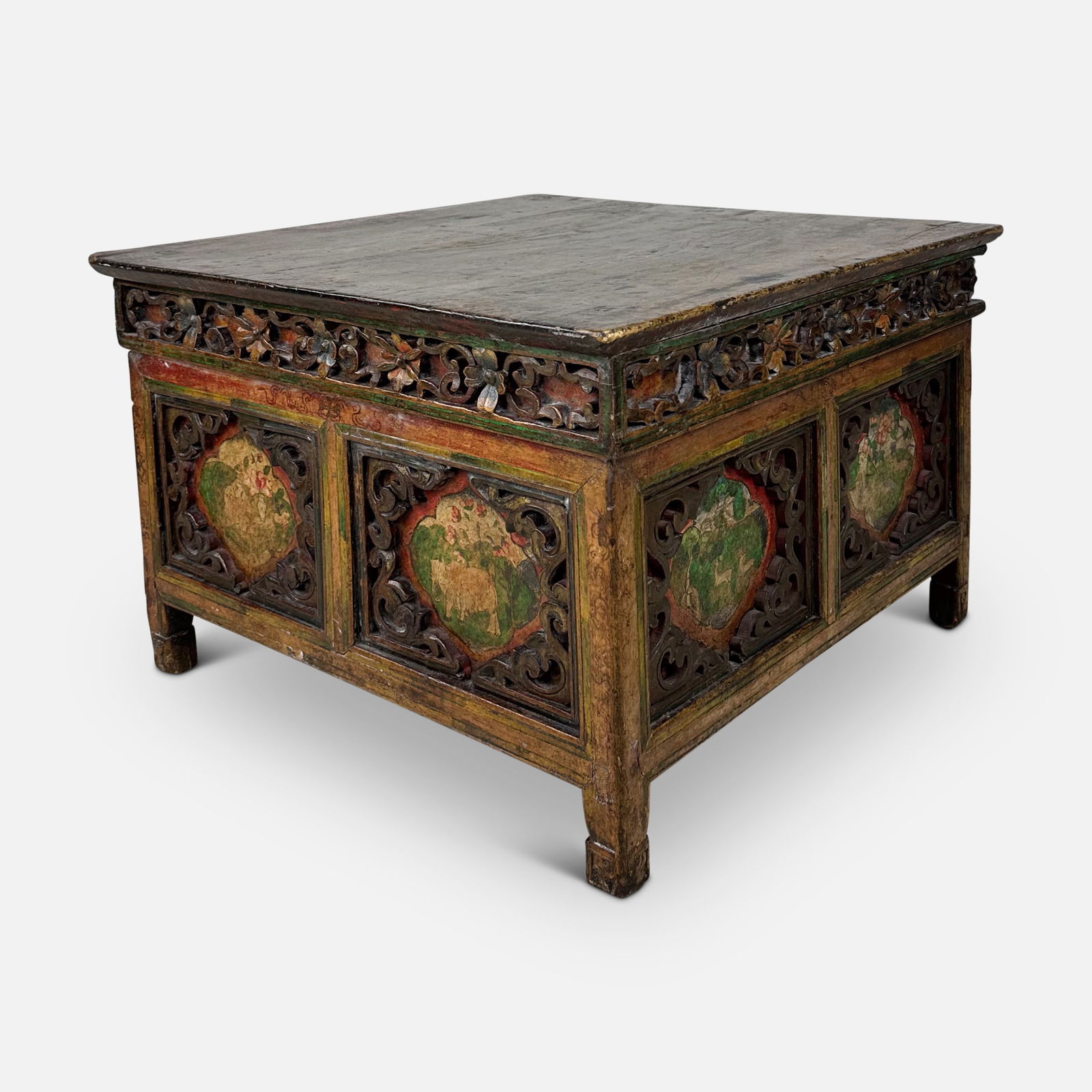 Antique Tibetan Polychrome Altar Stand Small Square Table (1 of 15)