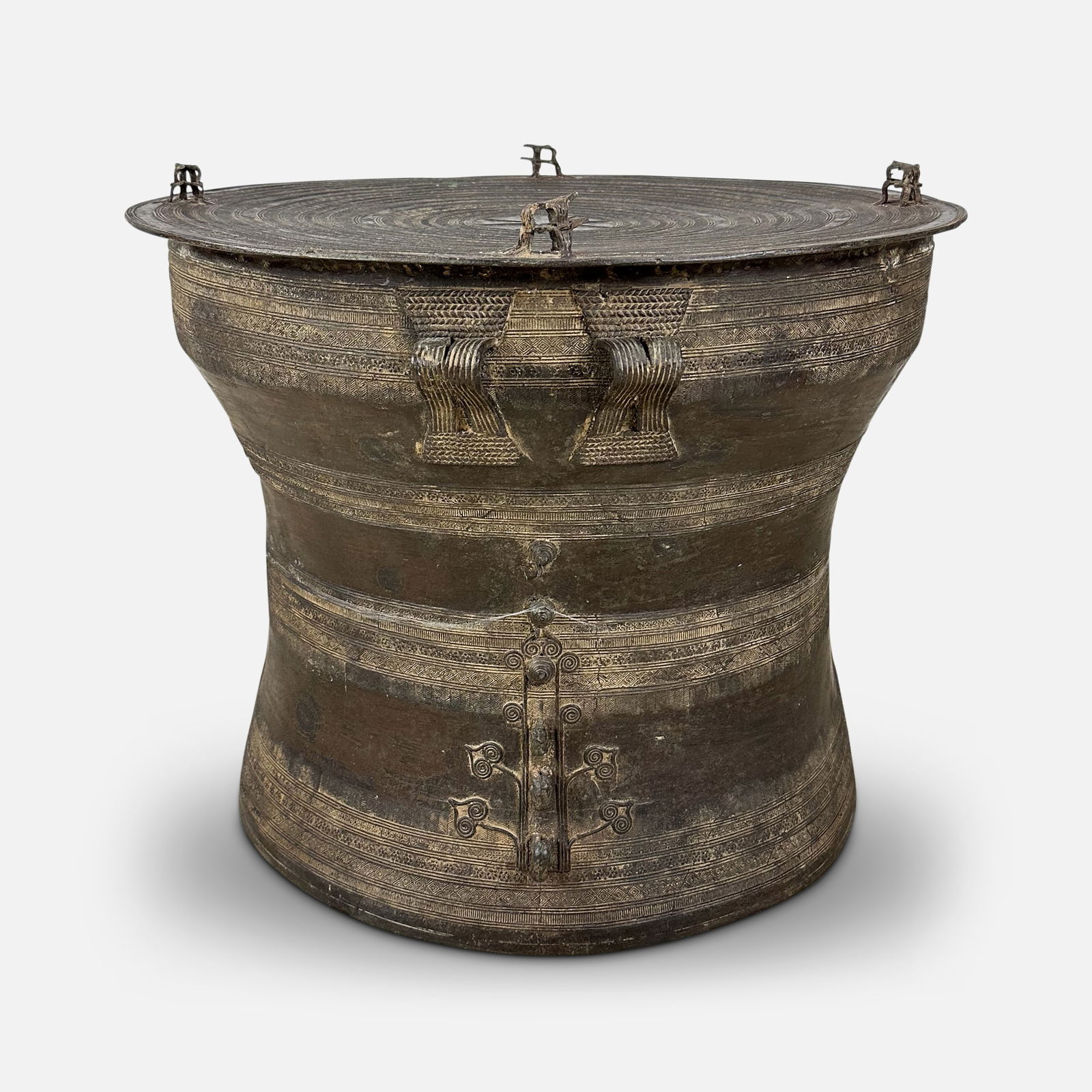 Large Antique Southeast Asian Burmese Shan Style Bronze Rain Drum (1 of 10)