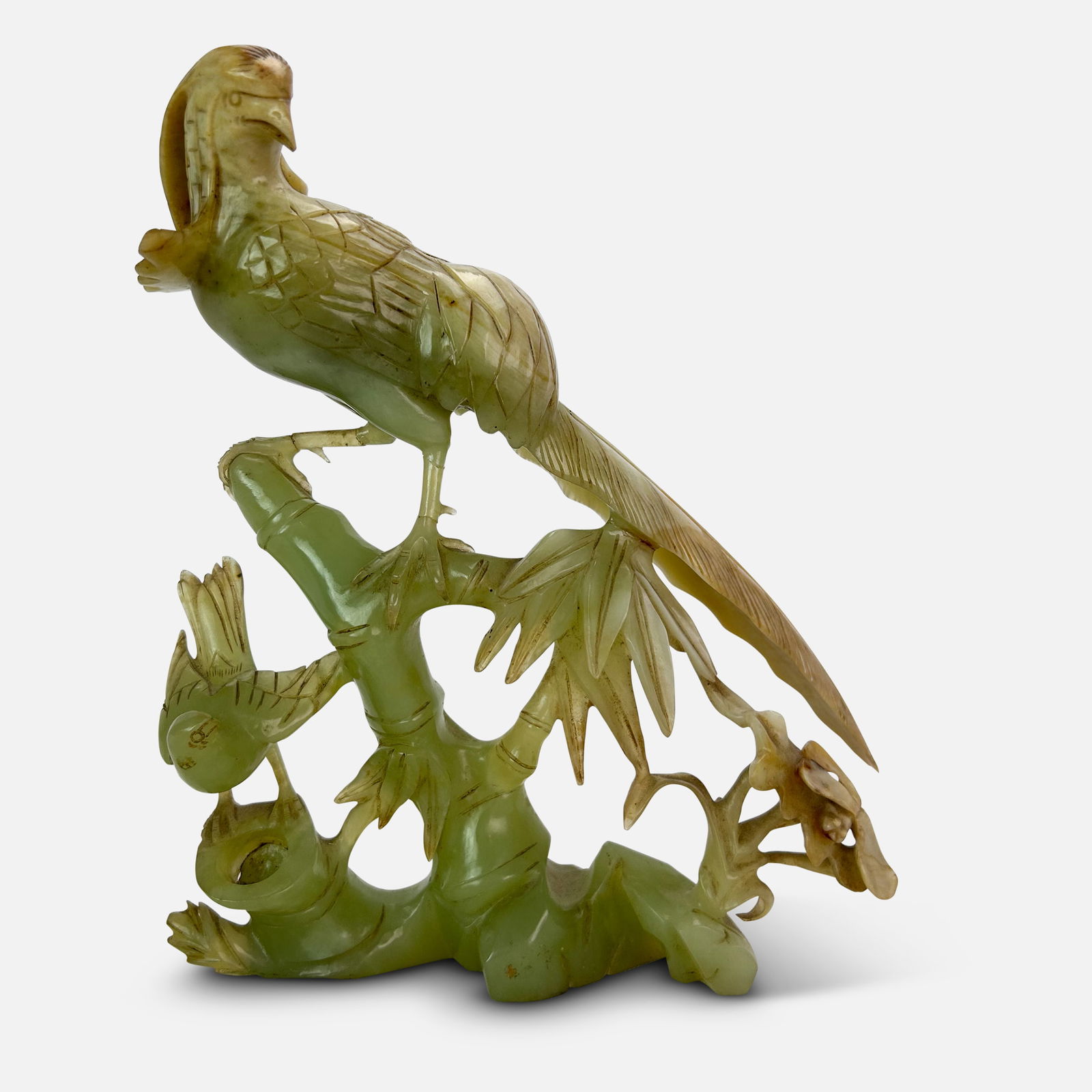 Antique Chinese Hand Carved Light Green Hetian Jade Bird Pheasant Figurine Statue (1 of 14)