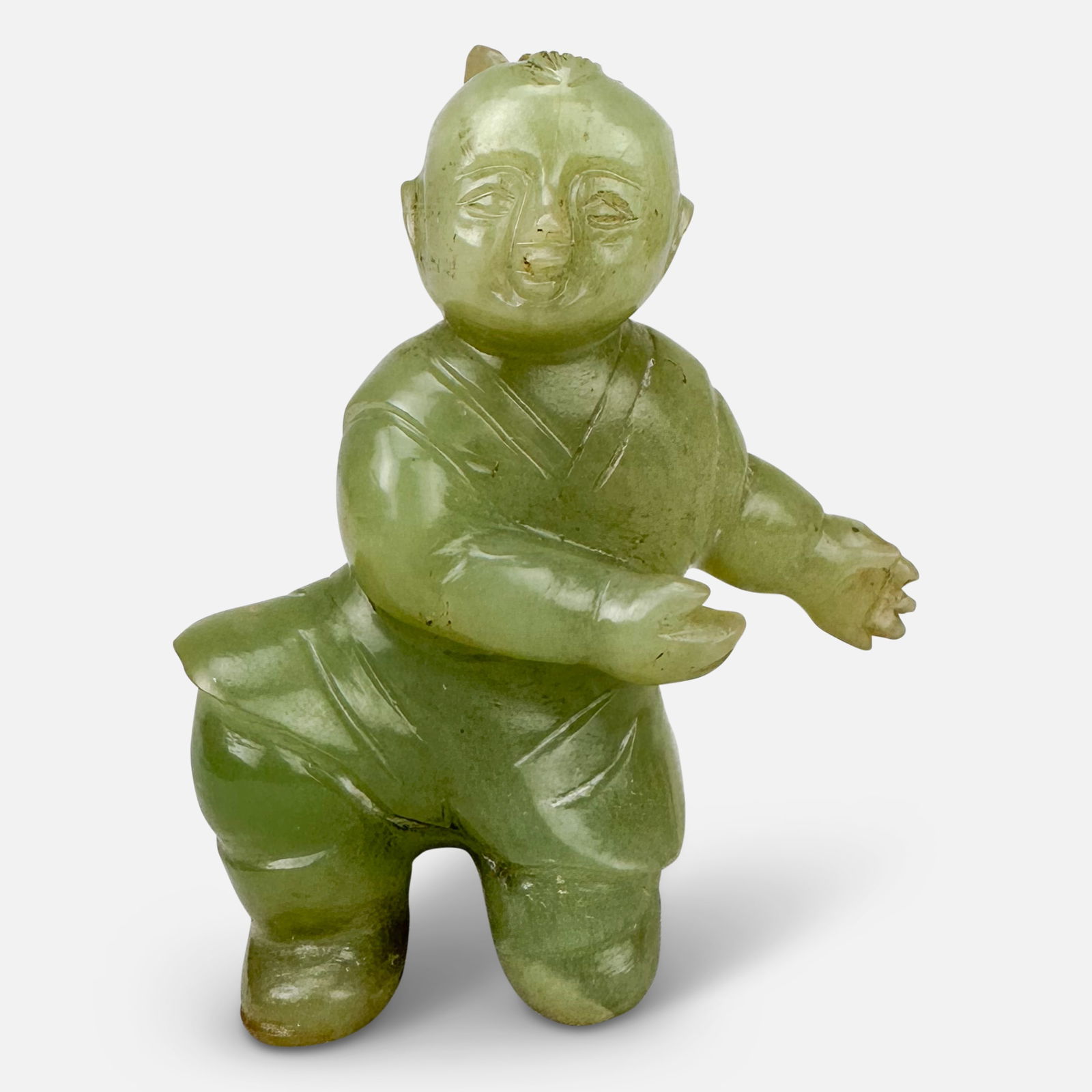 Small Antique Chinese Hetian Jade Young Child Figurine Statue (1 of 7)