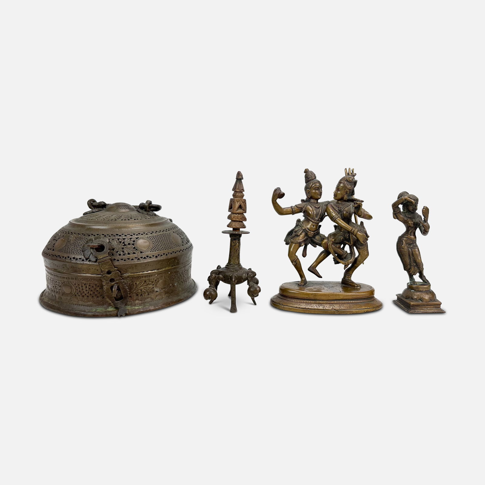 Antique Indian Buddhist Metal Sculptures, Kohl Powder Bottle, and Paan Dan Box (1 of 12)