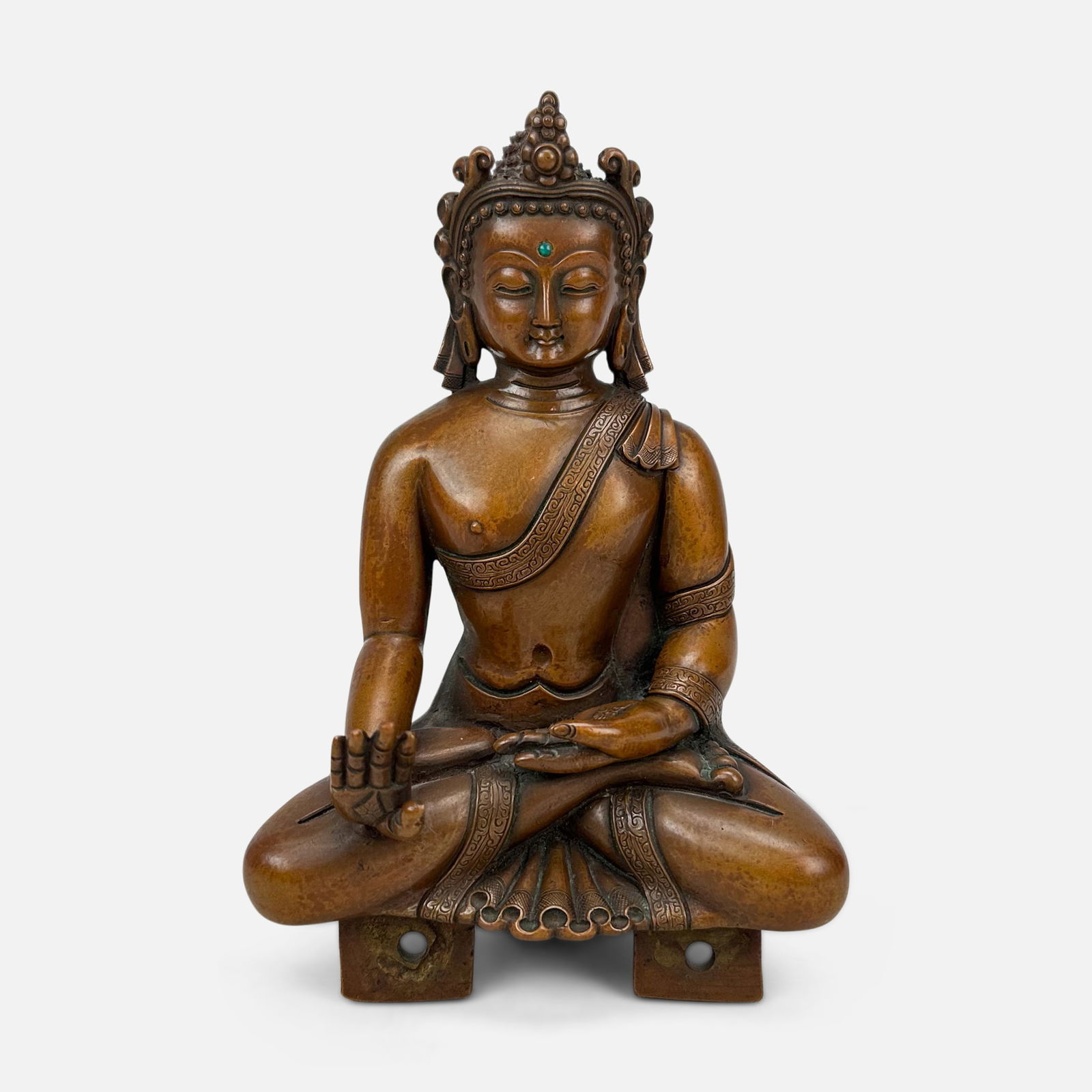 Antique 19thC Solid Bronze Seated Buddha Statue Figurine (1 of 7)