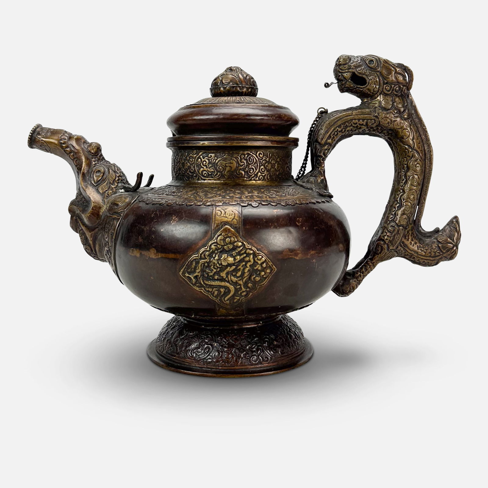 Tibetan Bronze/Brass Tea Pot Kettle Ceremonial Vessel (1 of 8)