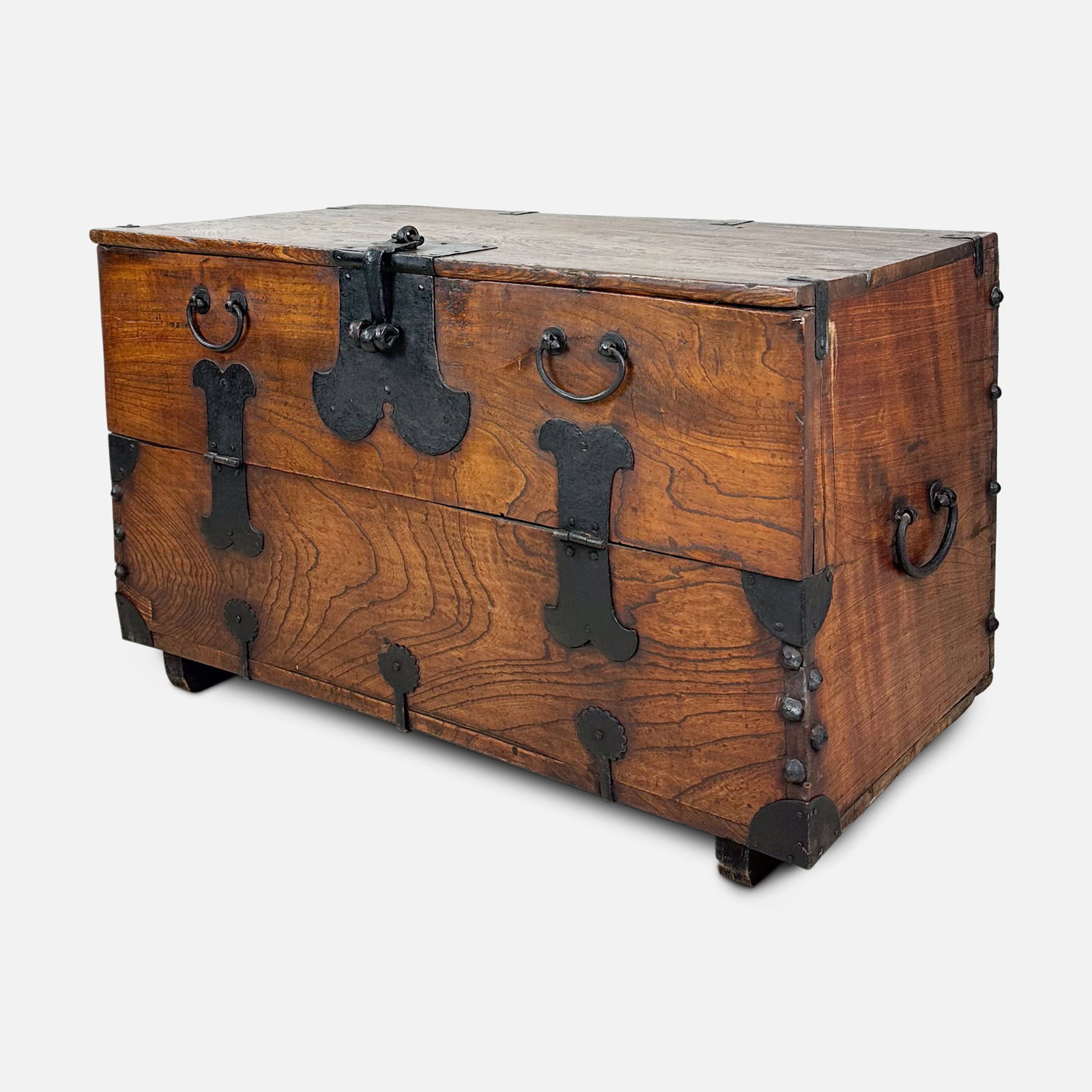 Antique Korean Bandaji Iron Bound Storage Chest Trunk (1 of 11)